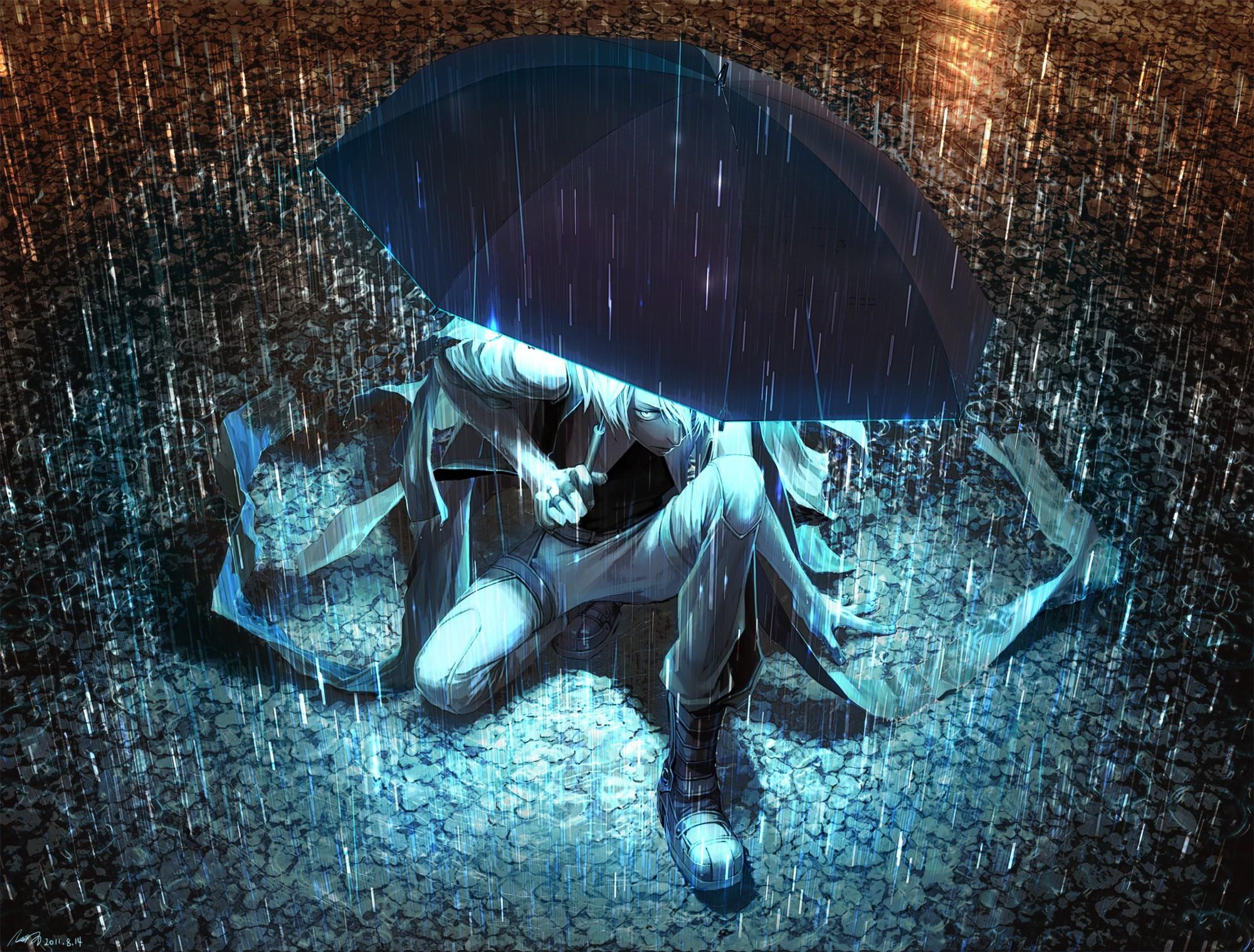 Anime Rain Umbrella Rain Wallpaper and Free Stock