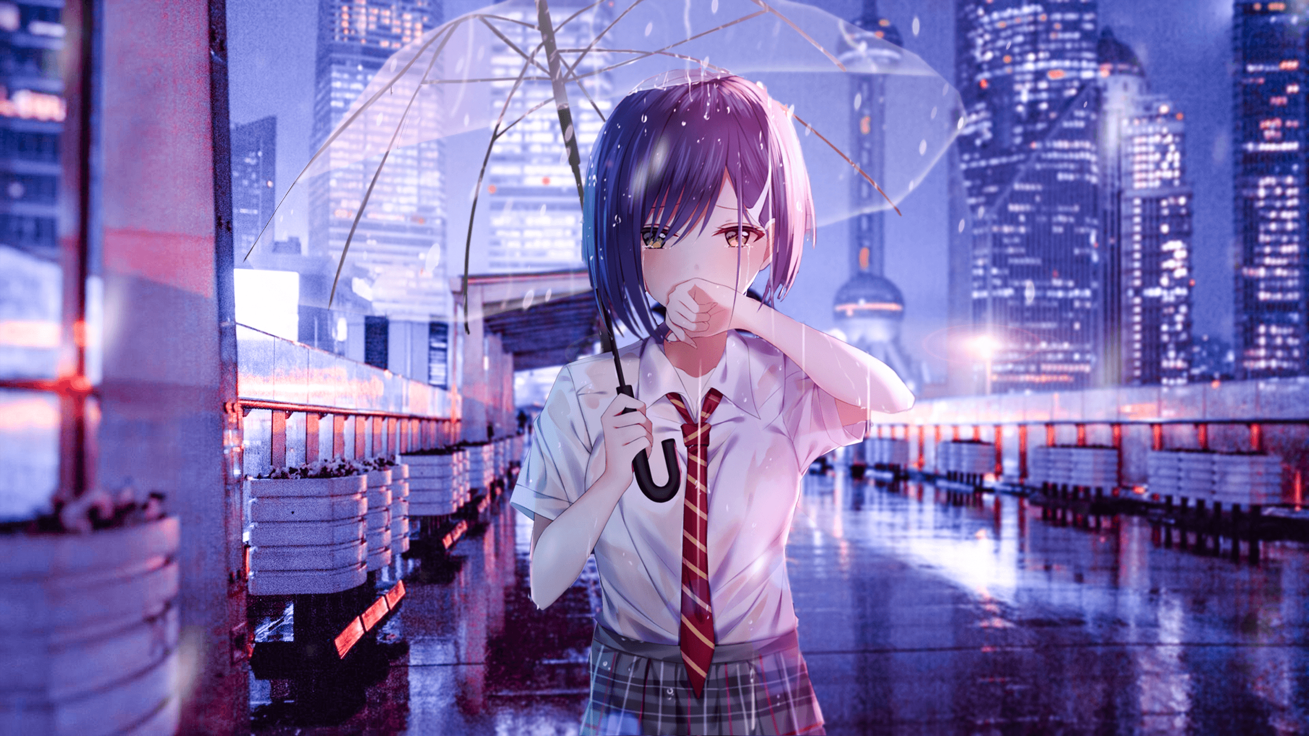 Anime, Rain, Girl, Umbrella, Ichigo Darling in the FranXX