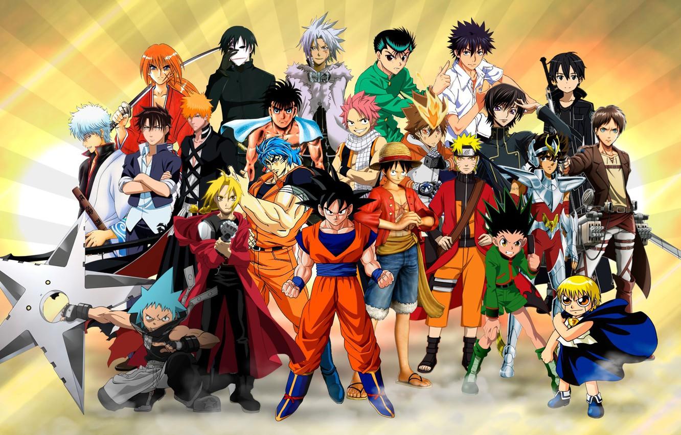 Wallpaper game, Naruto, One Piece, Code Geass, anime, crossover