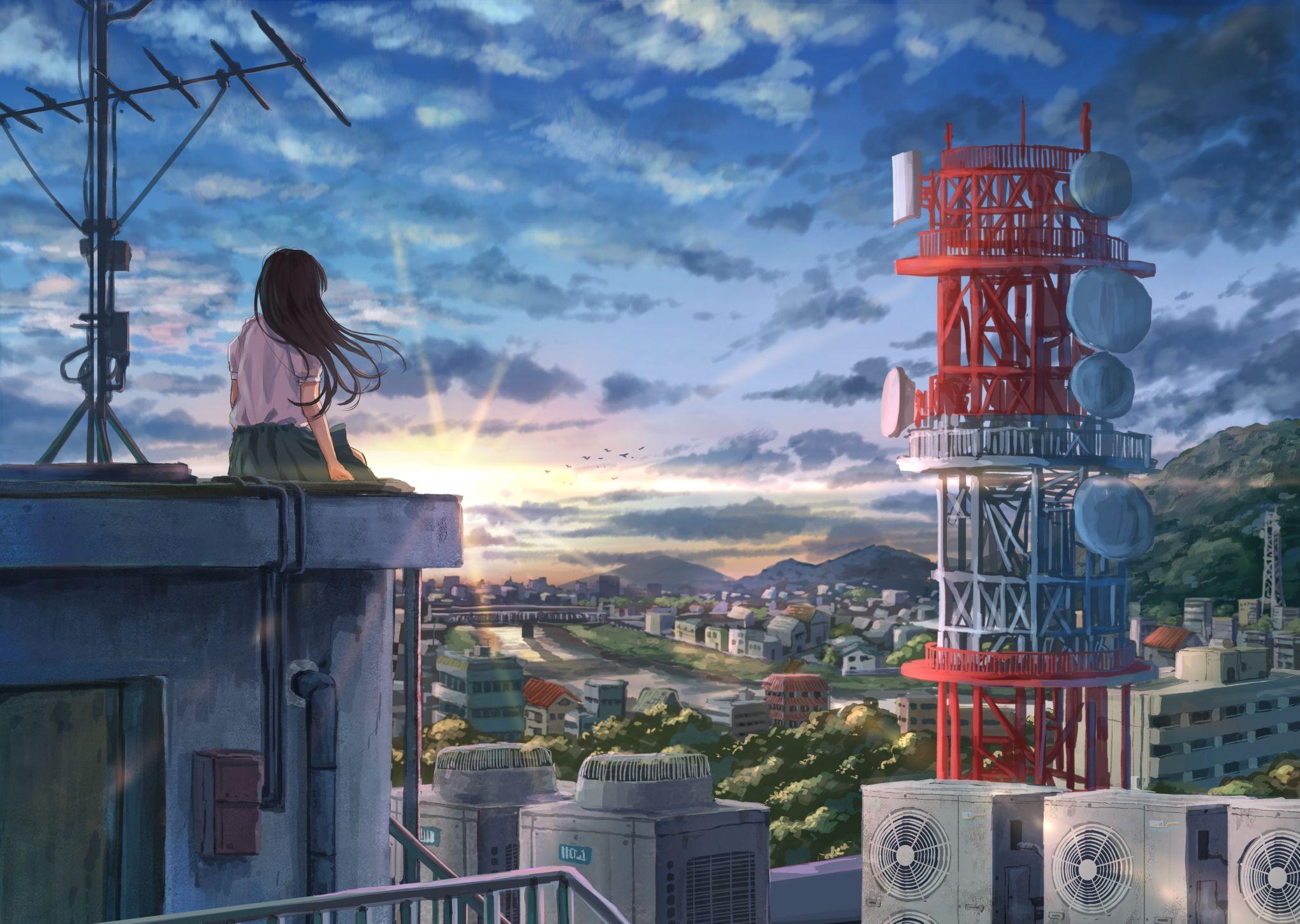 Rooftop Anime Wallpapers Wallpaper Cave