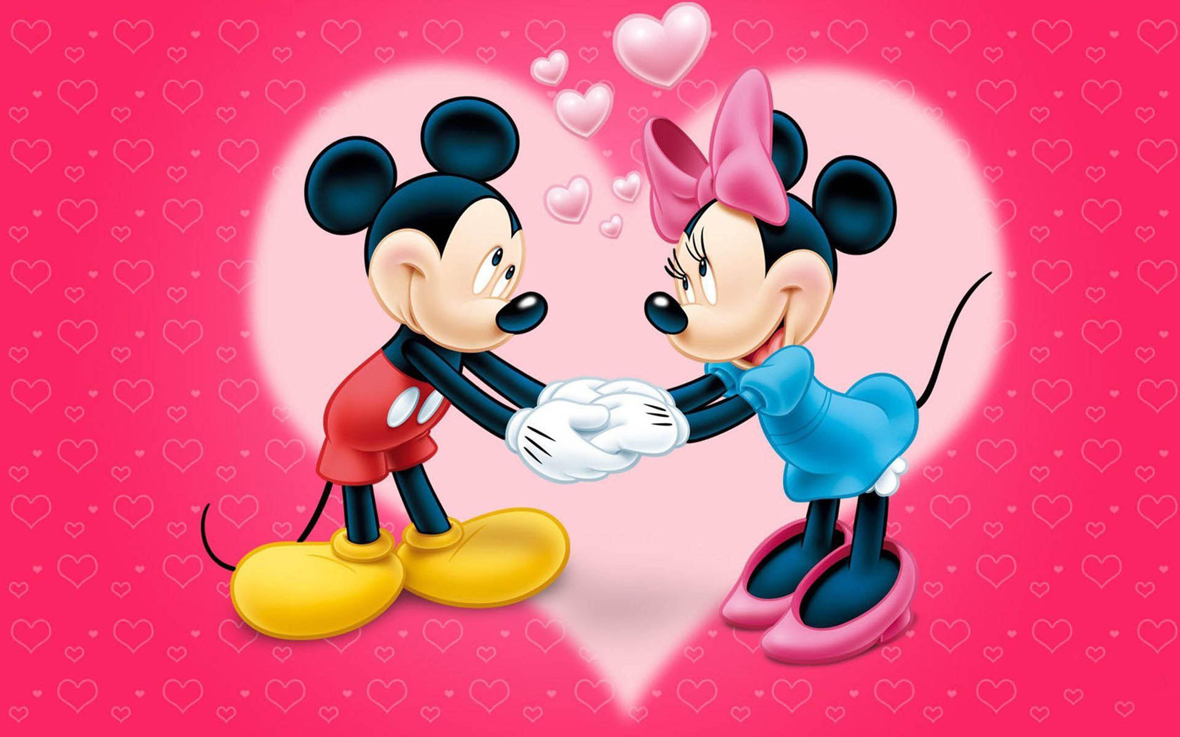 Mickey And Minnie Mouse Love Couple Cartoon Red Wallpaper