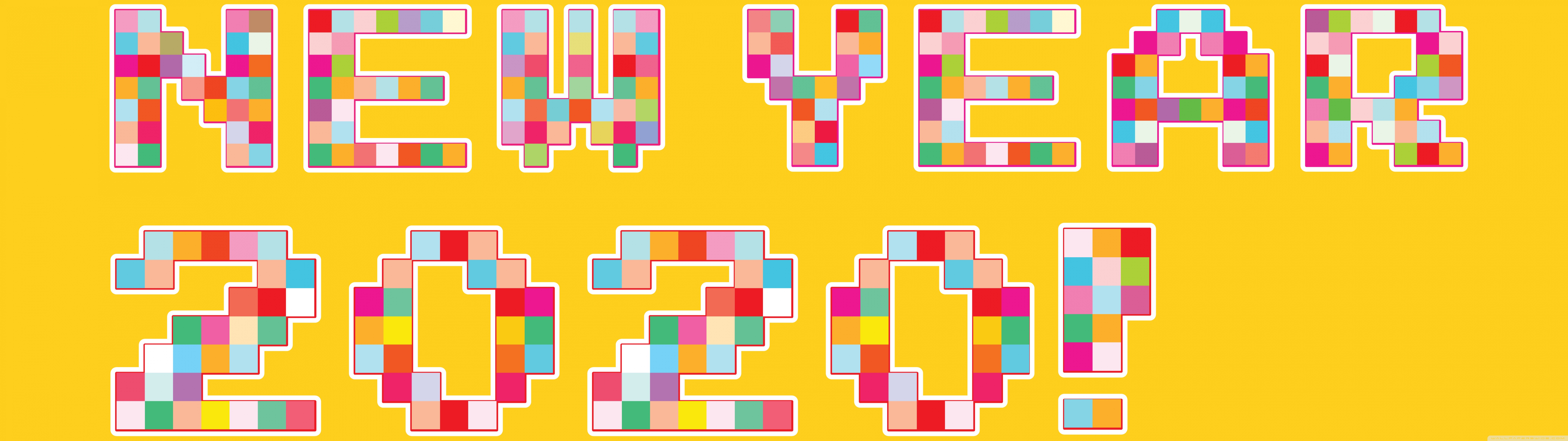 Happy New Year 2020 Pixel Art Ultra HD Desktop Background