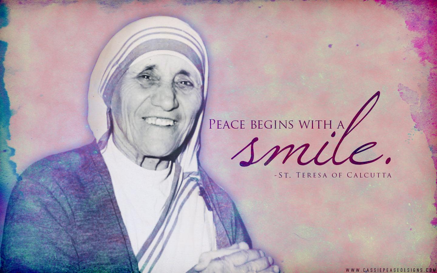 Mother Teresa “Smile” Desktop Wallpaper. Cassie Pease Designs