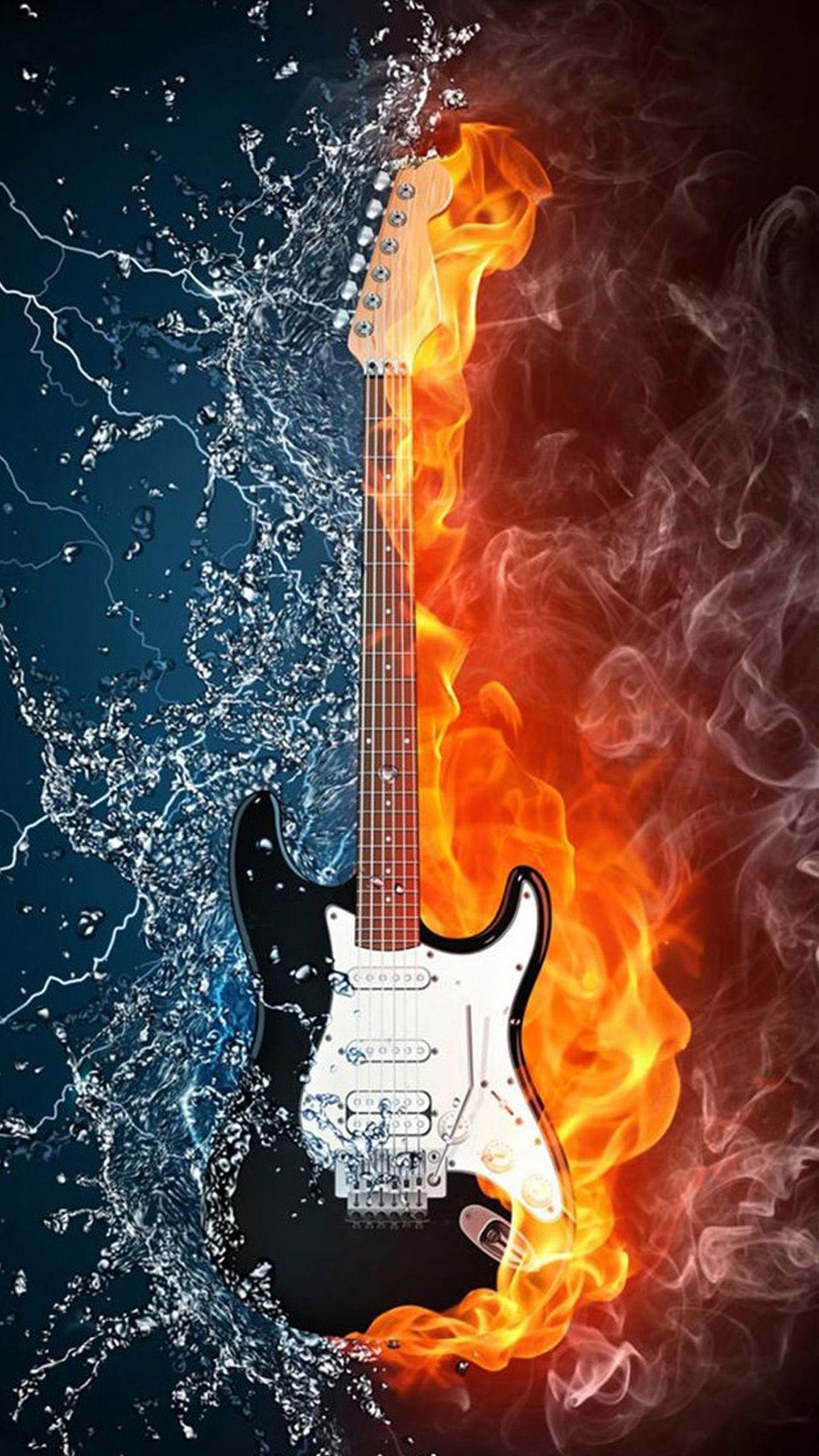 Full HD Wallpaper For Mobile Water And Fire Guitar Galaxy S8
