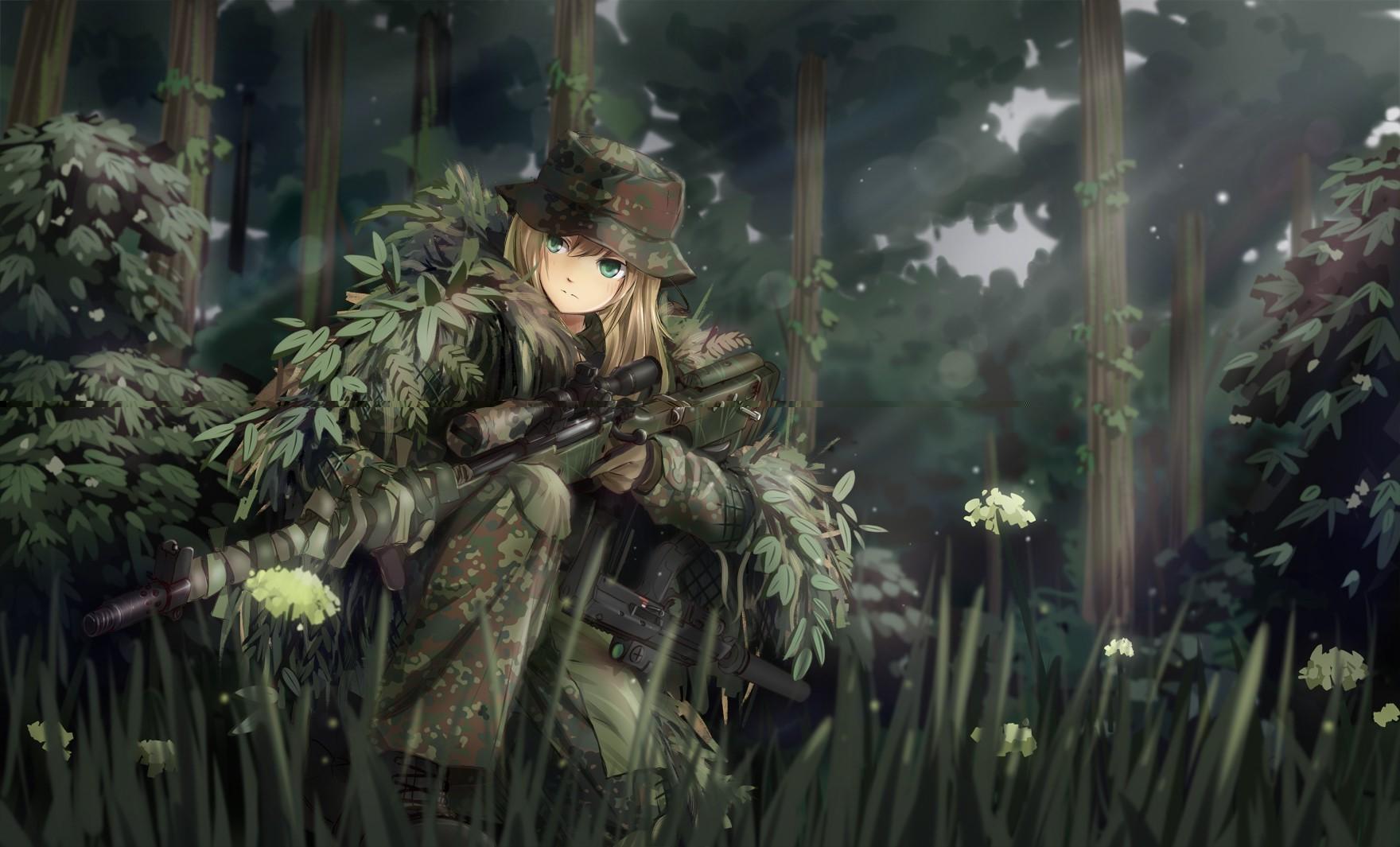 anime anime girls original characters military weapon