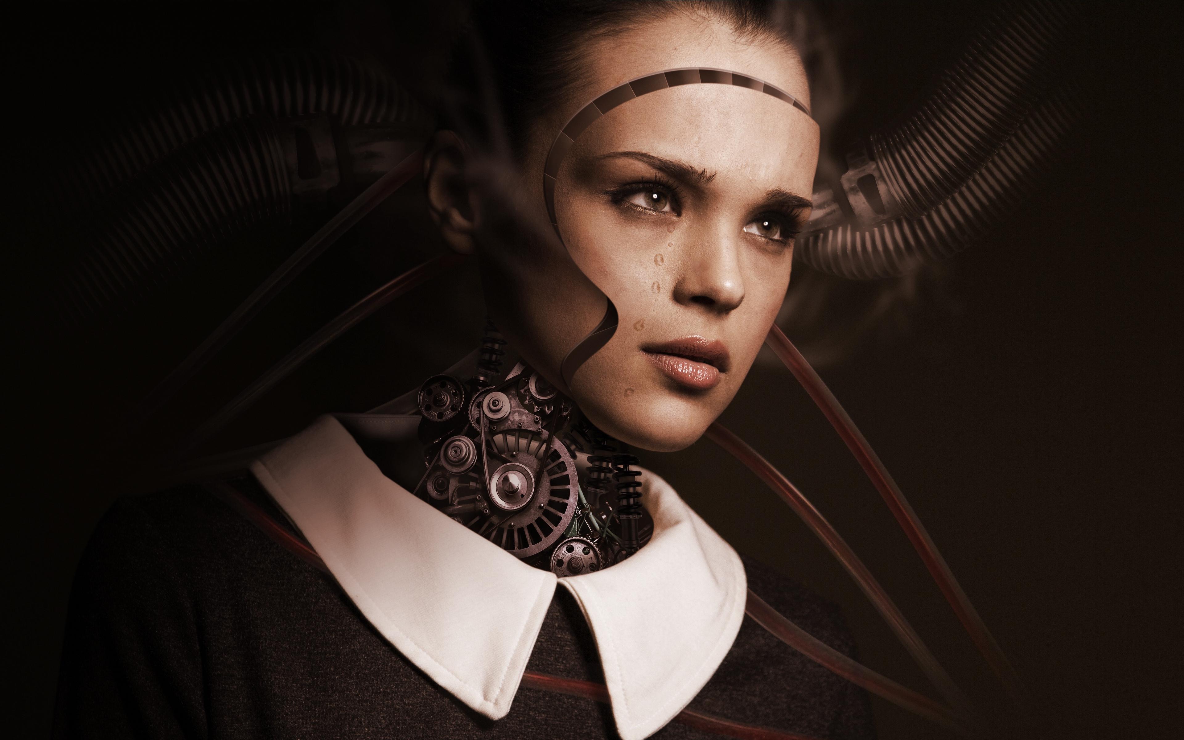 Download wallpaper 3840x2400 robot, girl, cyborg, future