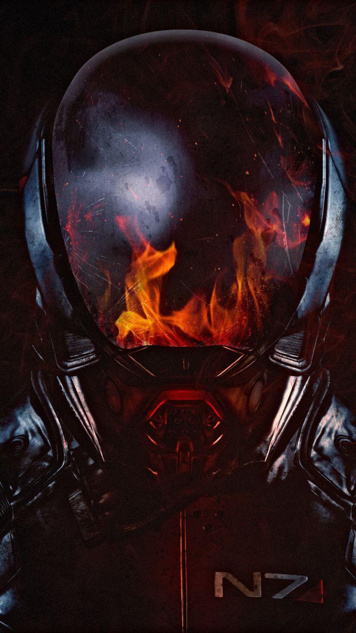Mass Effect: Andromeda, N7, Soldier, Flame, Helmet wallpaper. Mass effect, Mass effect art, Mass effect characters