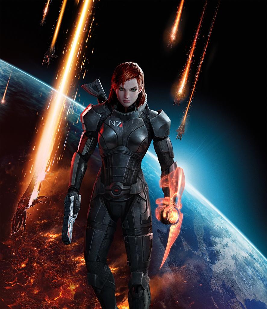 Picture Mass Effect 3 Armor Pistols Redhead girl Miranda female
