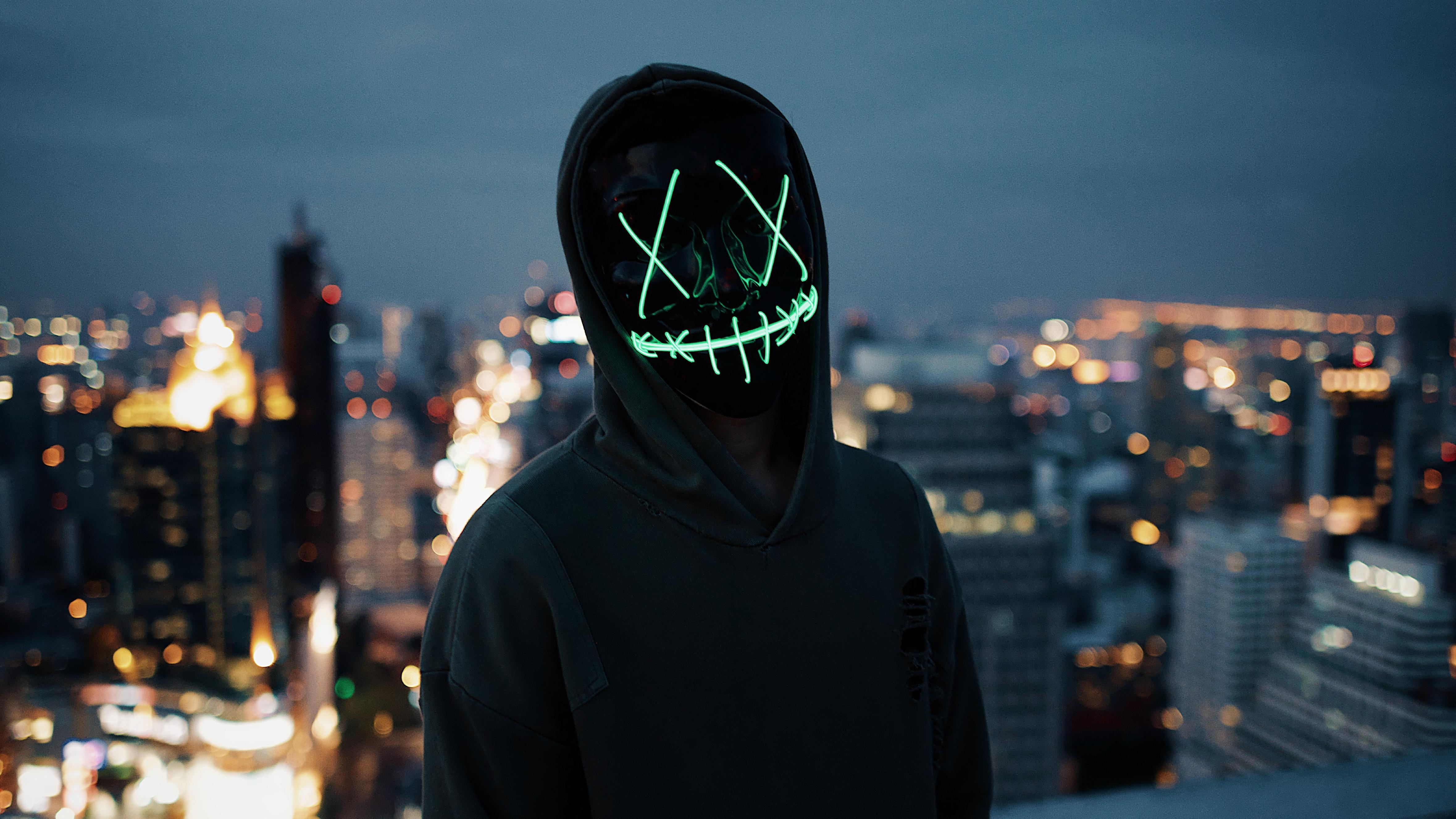 Mask Guy Neon 5k, HD Photography, 4k Wallpaper, Image