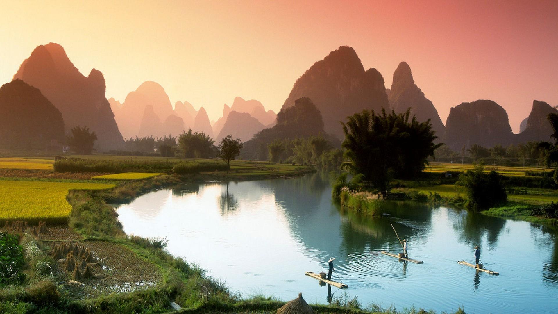 Li River Sunset Wallpaper