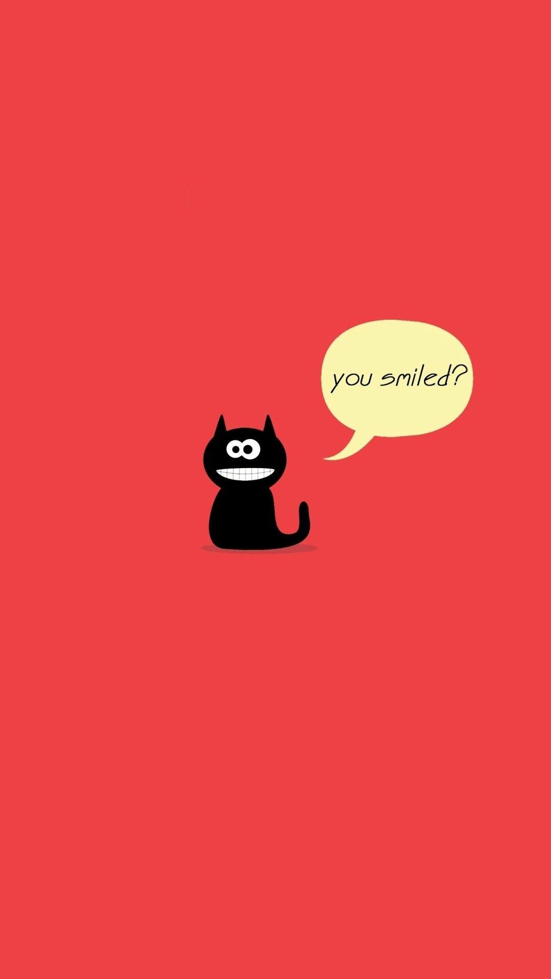 Black Cute Smile Cat. Tap to see more funny cartoon iPhone