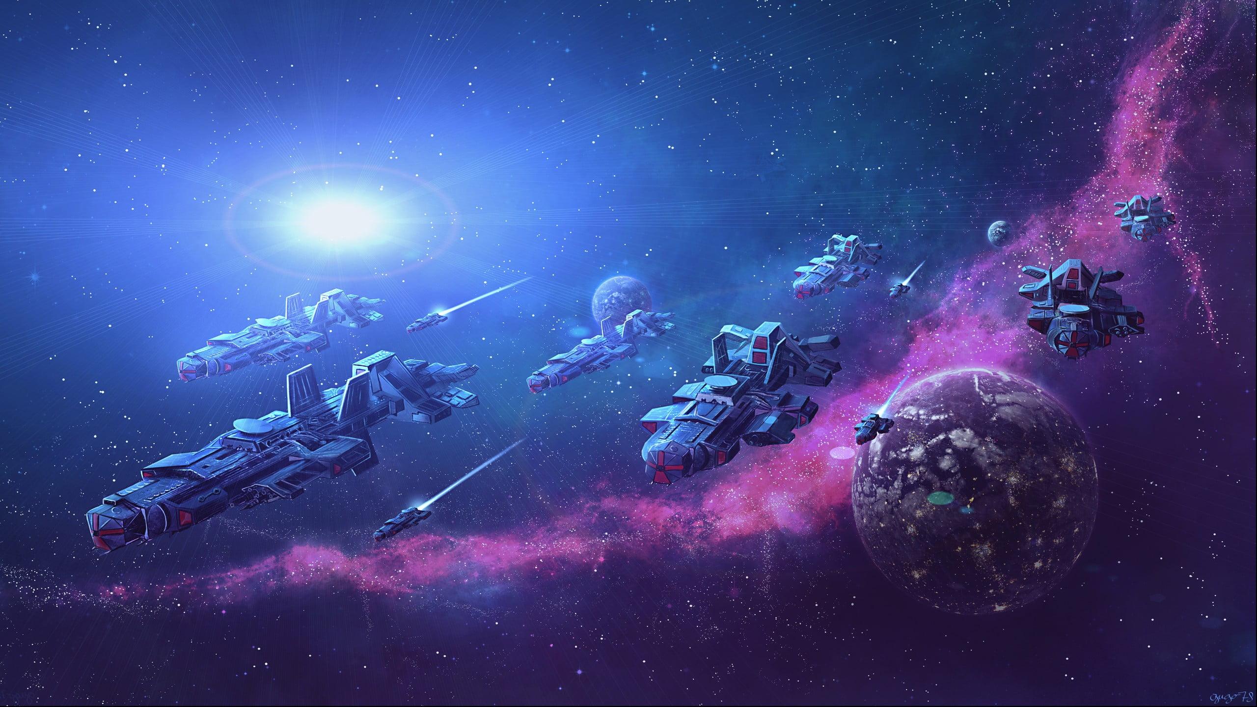 Space ships digital wallpaper, spaceship, space, planet HD
