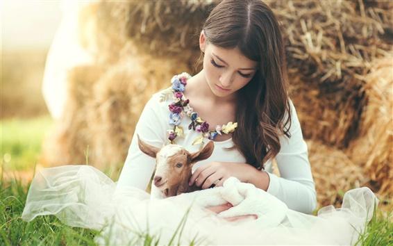 Wallpaper Cute girl, freckles, sheep 1920x1200 HD Picture, Image Kavithai Wallpaper