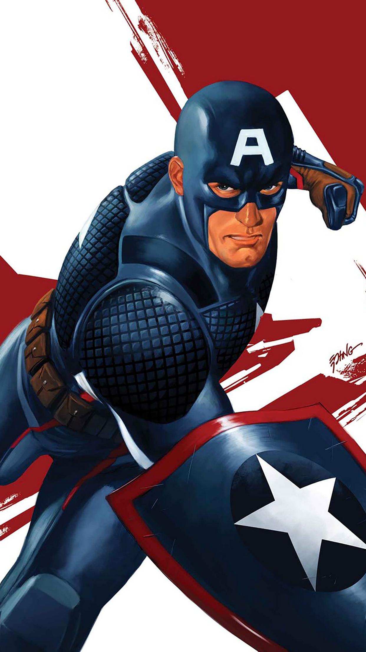 Captain America, Cartoon Wallpaper for iPhone X, 6