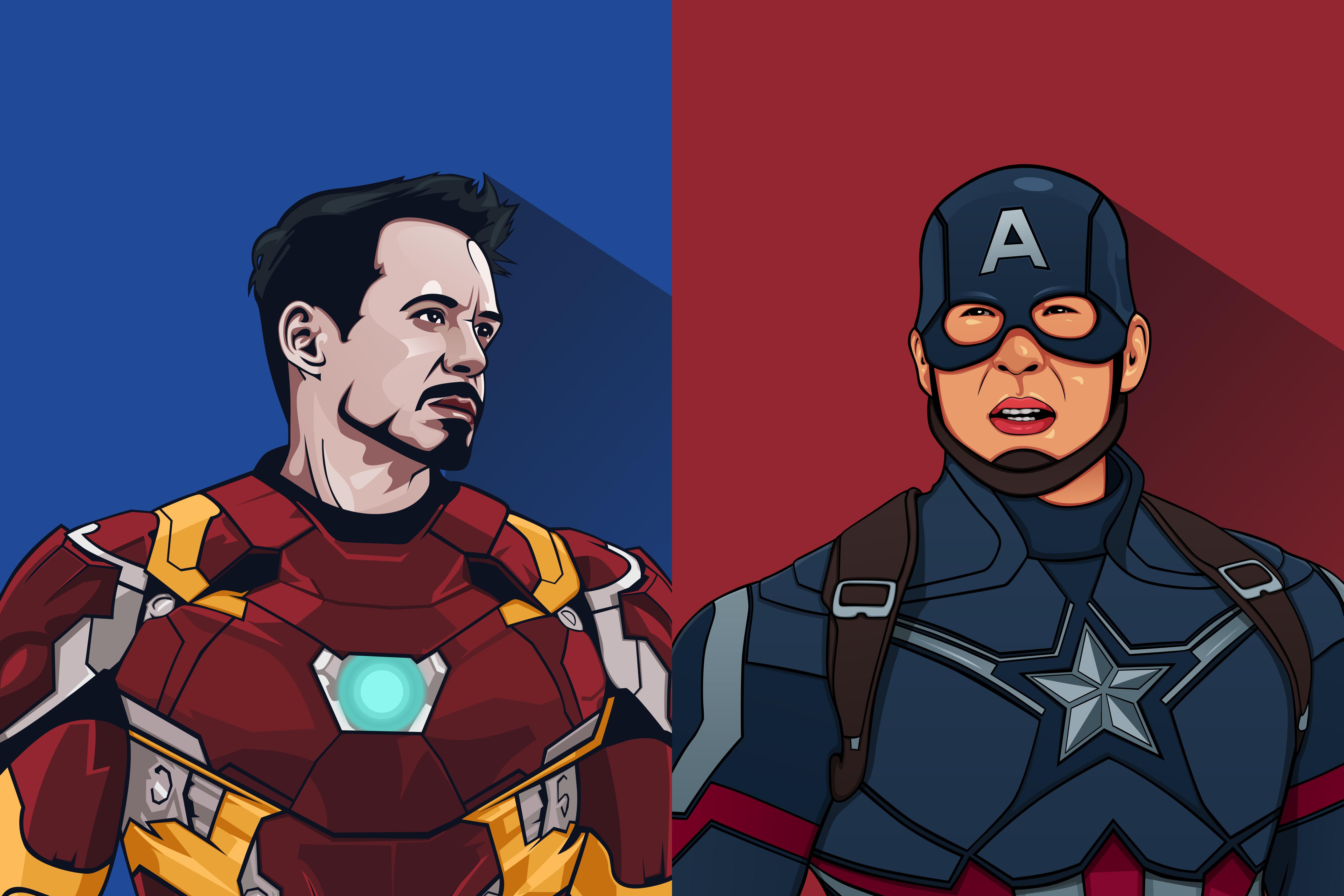 Iron Man And Captain America Artwork 5k 1366x768