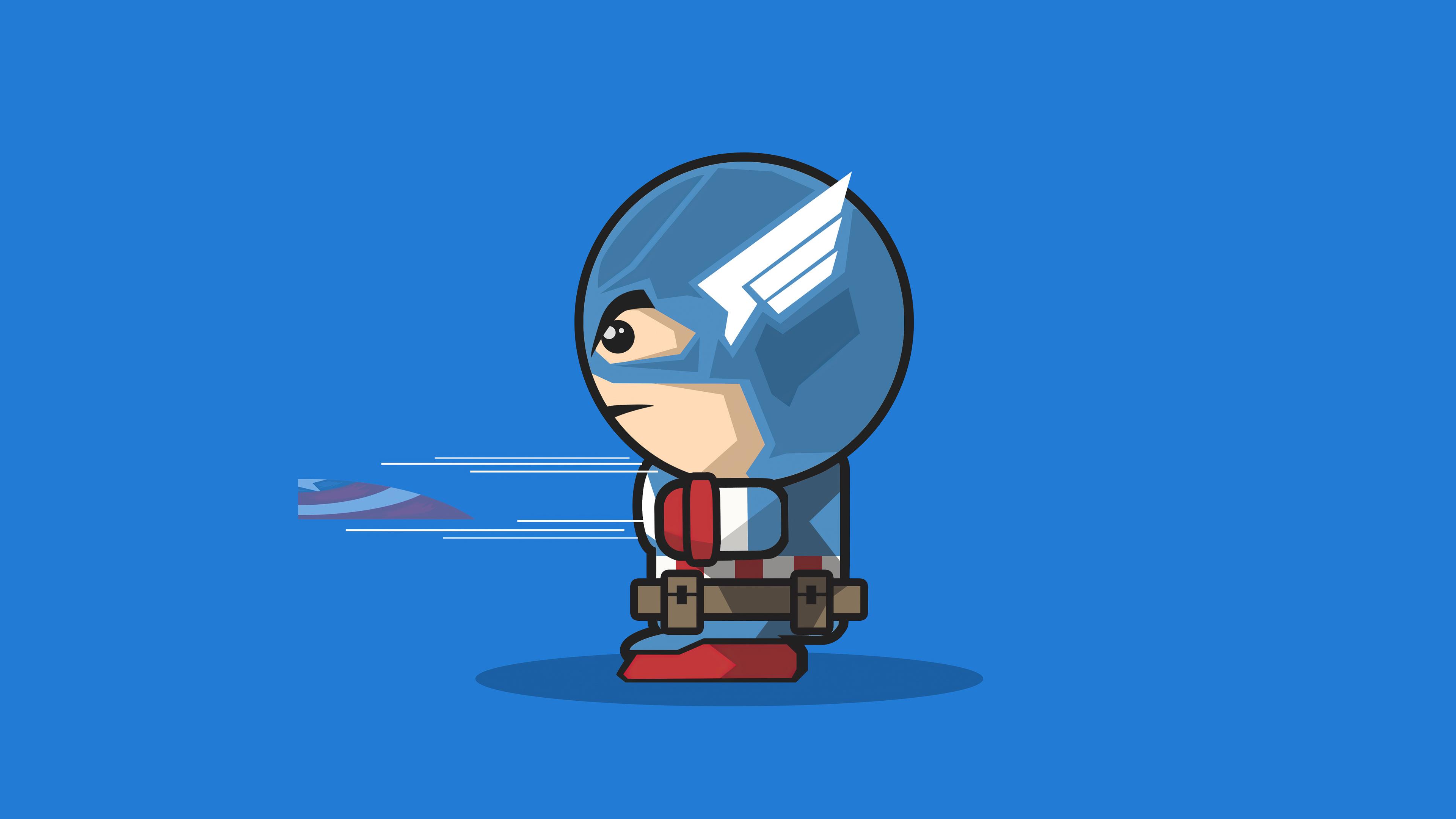 Captain America Cartoon Minimal Art 4k, HD Superheroes, 4k