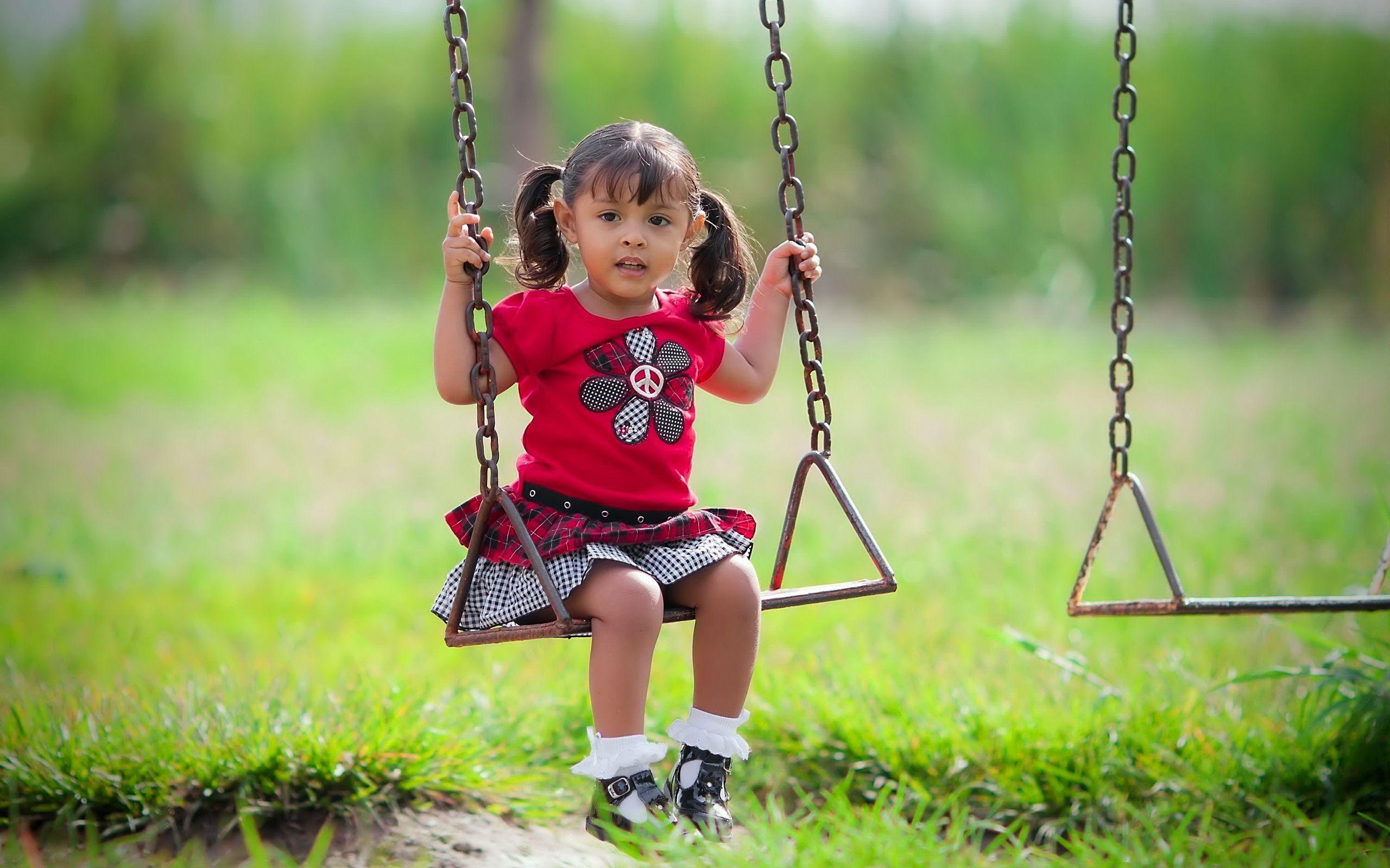 Download Wallpaper 2560x1600 child, girl, swing, mood 2560x1600 HD