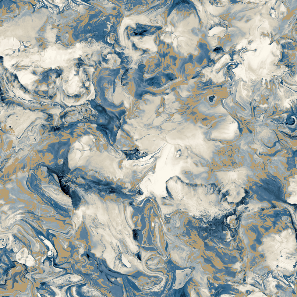 Ugepa Liquid Marble Blue and Gold Wallpaper