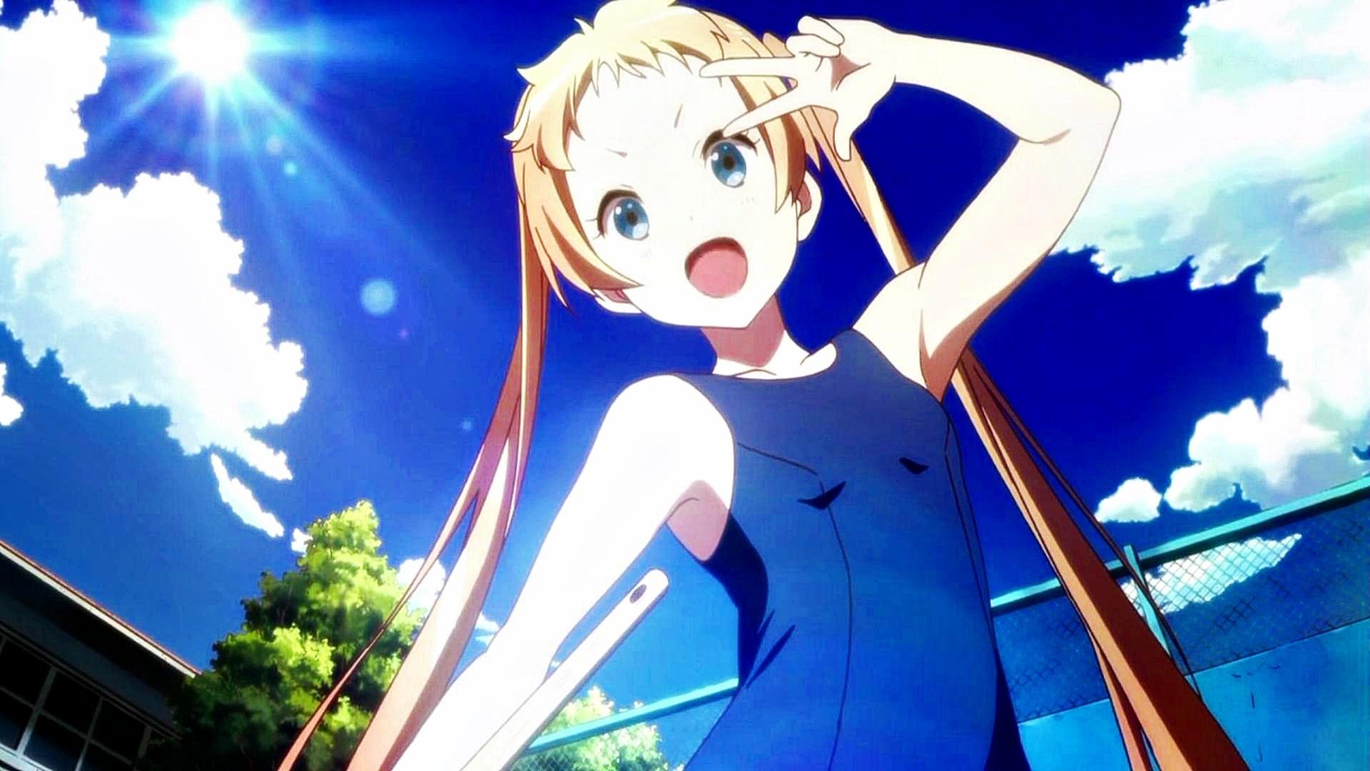 clouds, Sun, summer, screenshots, anime, swimming pools