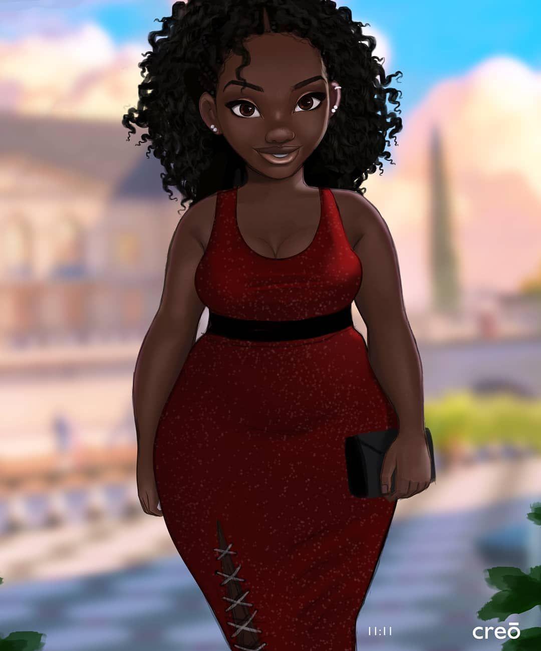 Curvy girl. Drawings of black girls, Curvy art, Black girl art