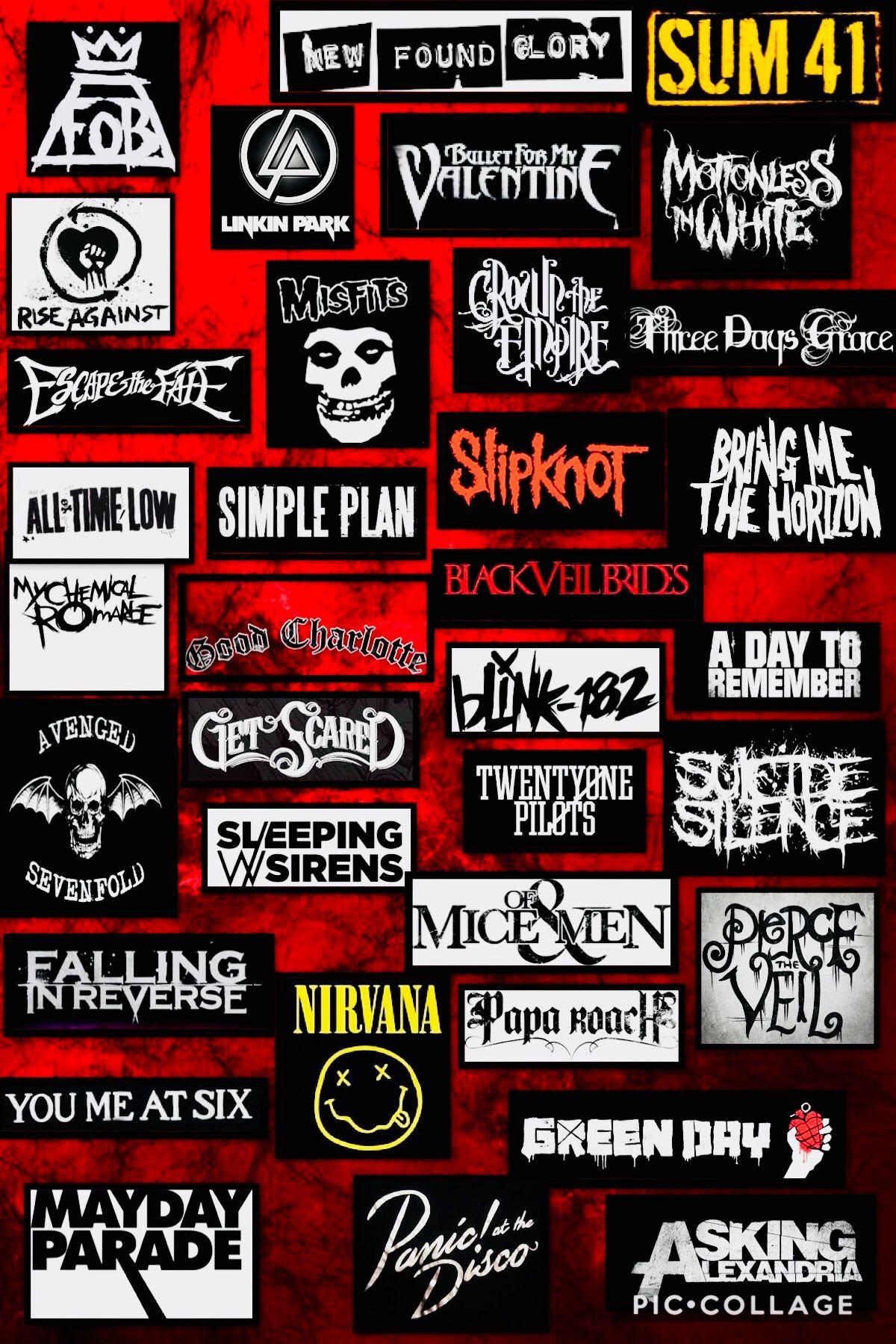 screamo band logos collage