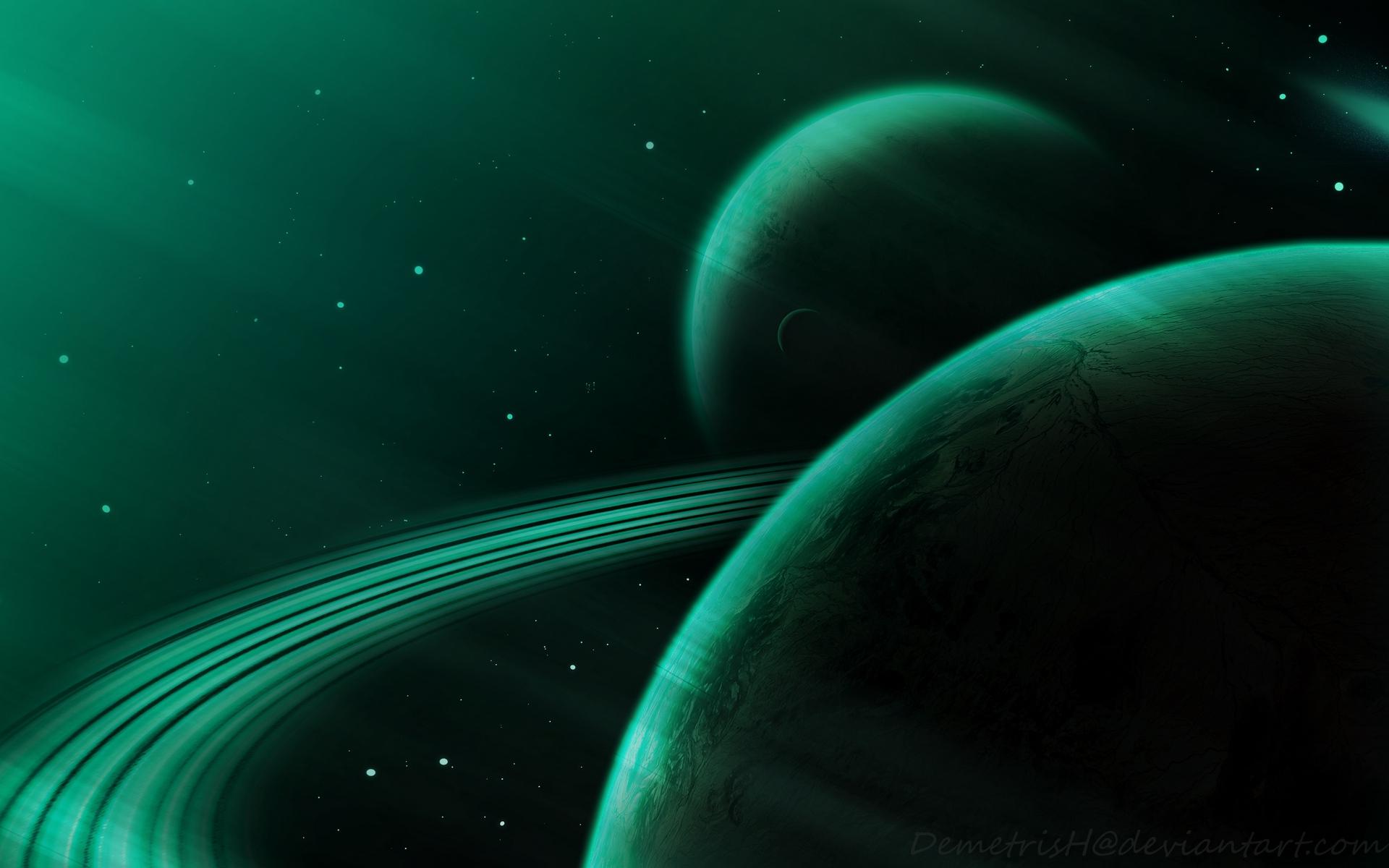 Download wallpaper 1920x1200 planet, green, space, stars
