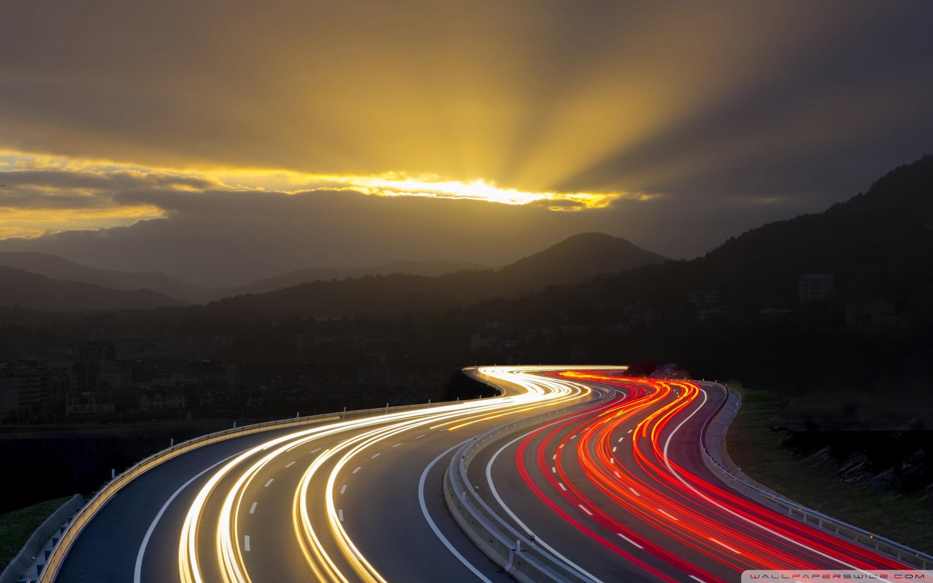 Highway_long_exposure_light_trails Wallpaper 1920x1200