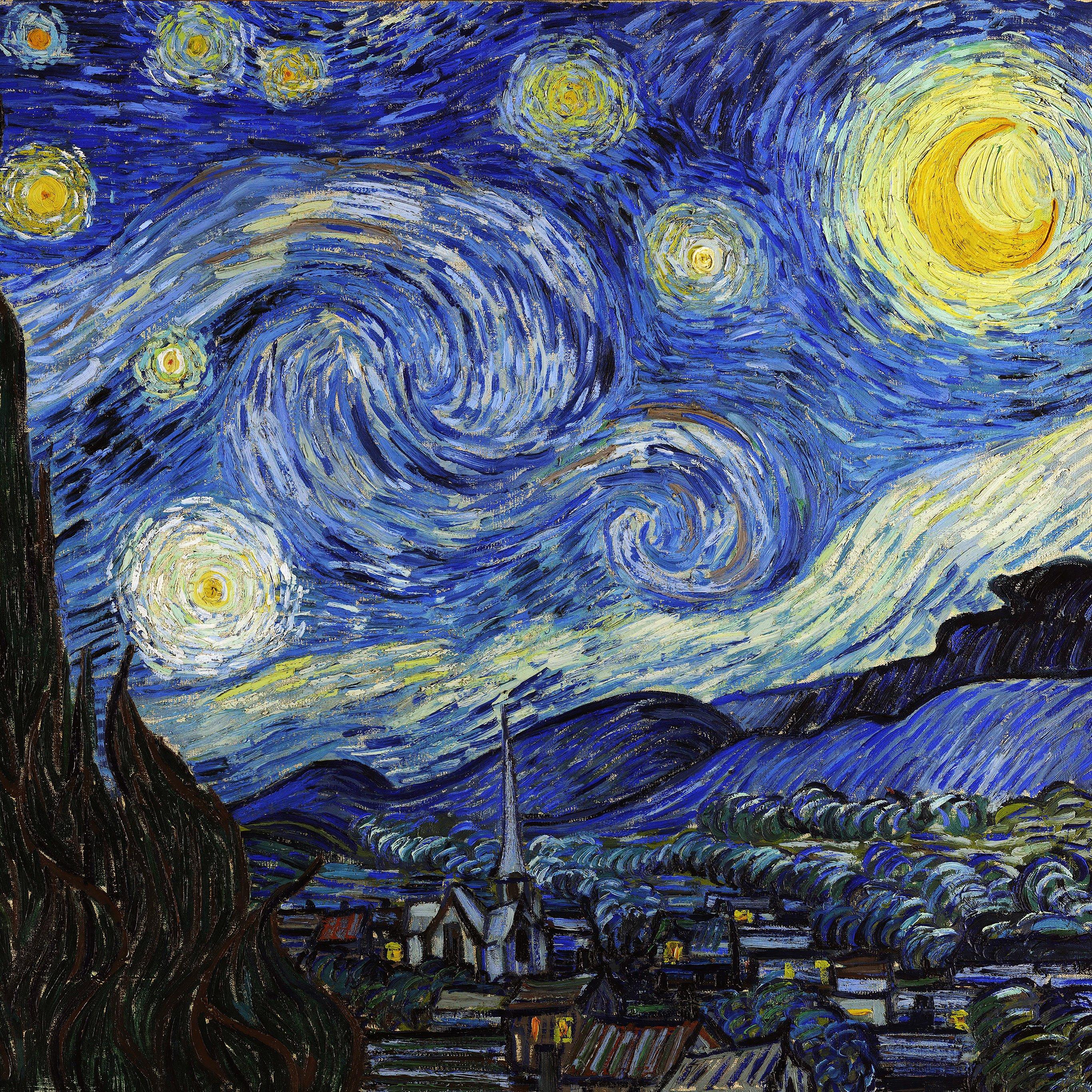 Vincent Van Gogh Starry Night Classic Painting Art Illust