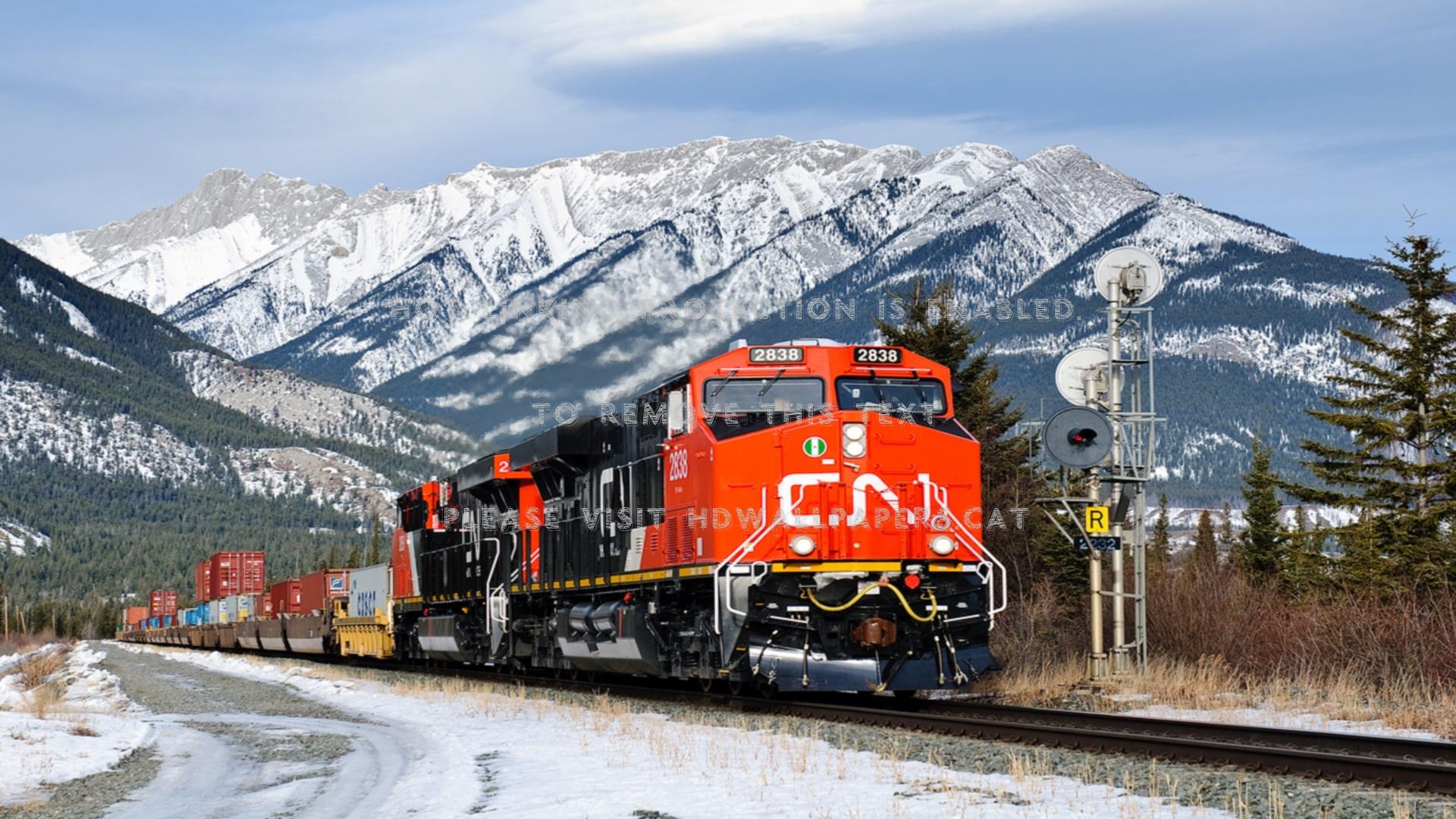 canadian railroad mountains snow nature