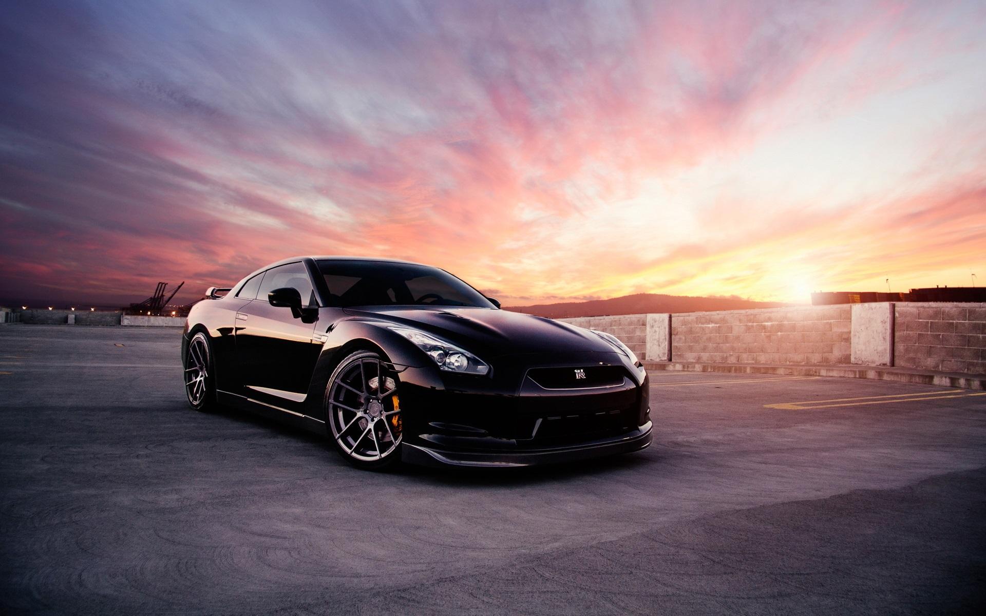 Wallpaper Nissan GT R Black Car At Sunset 1920x1200 HD Picture, Image