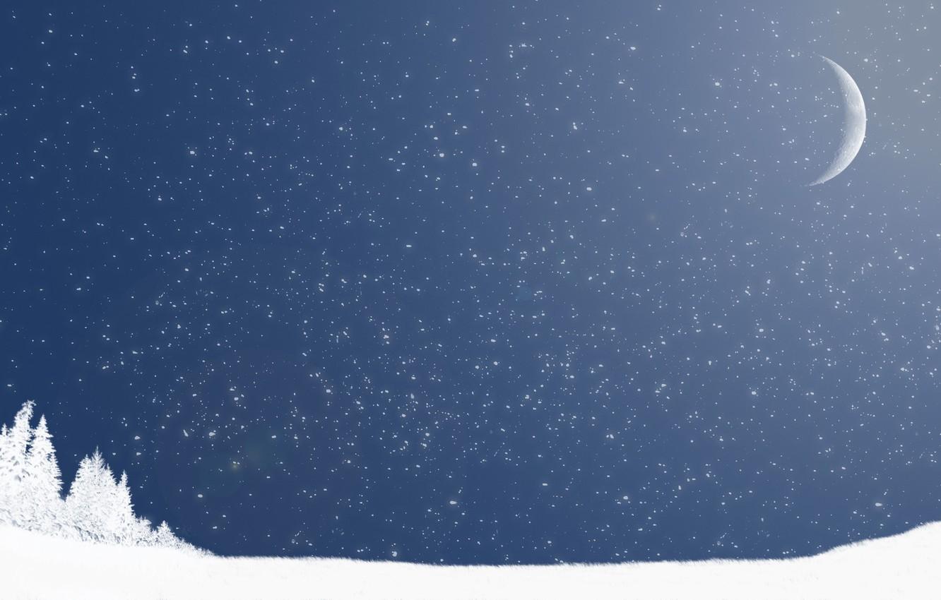 Wallpaper winter, snow, the moon, minimalism image for desktop, section минимализм