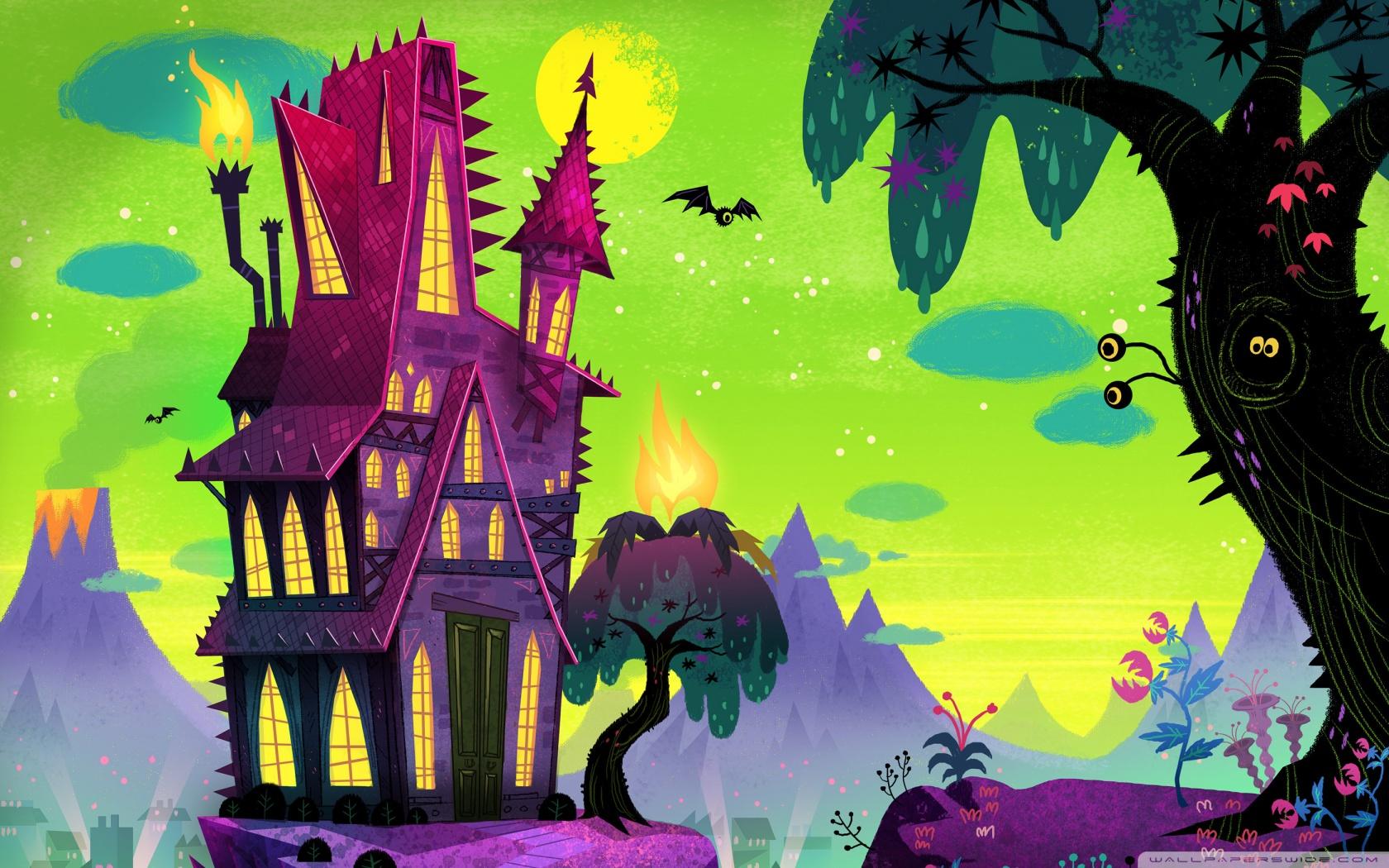 Spooky House Cartoon Ultra HD Desktop Background Wallpaper