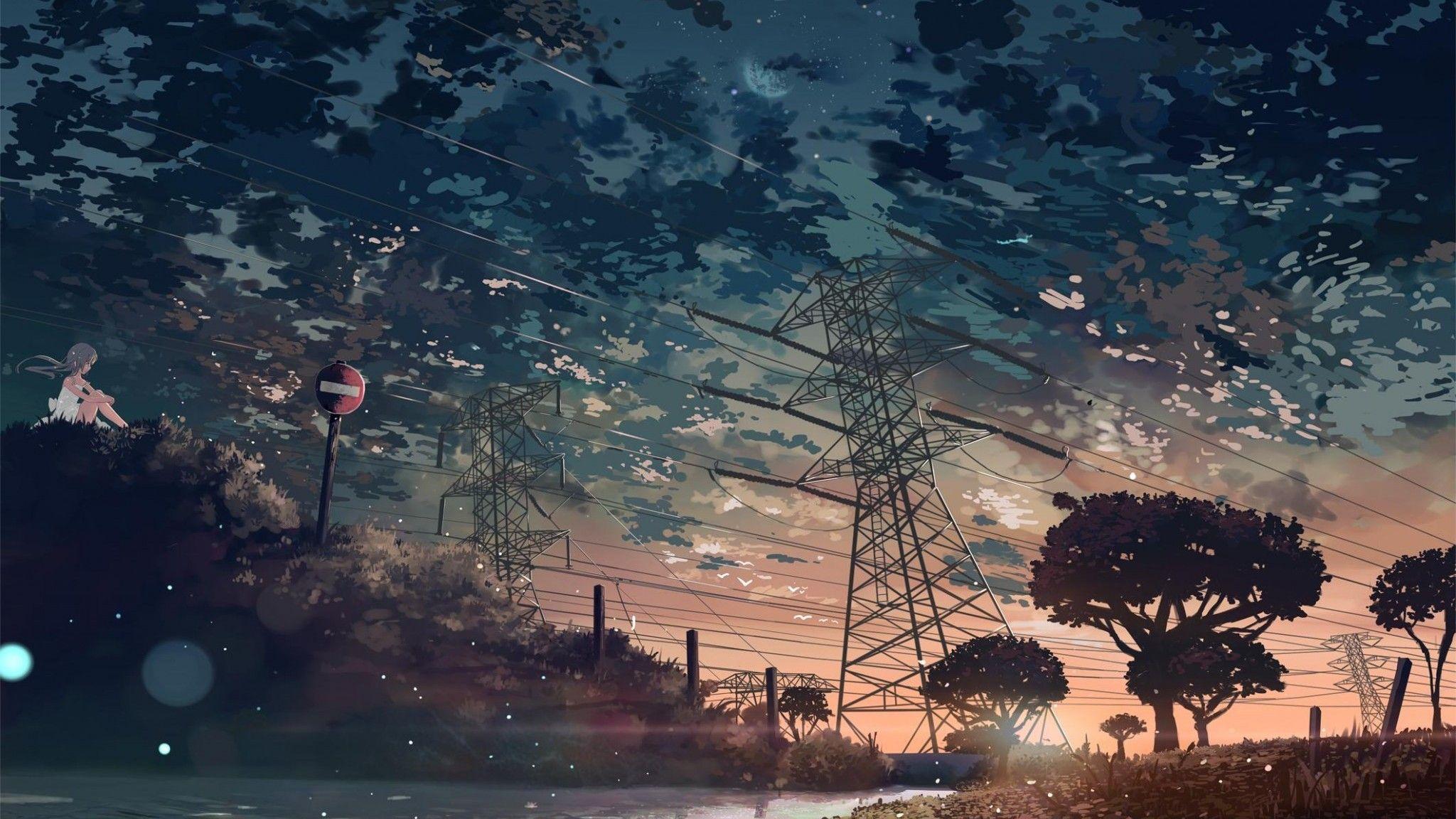 Landscape Beautiful Girl Anime #summer. Anime