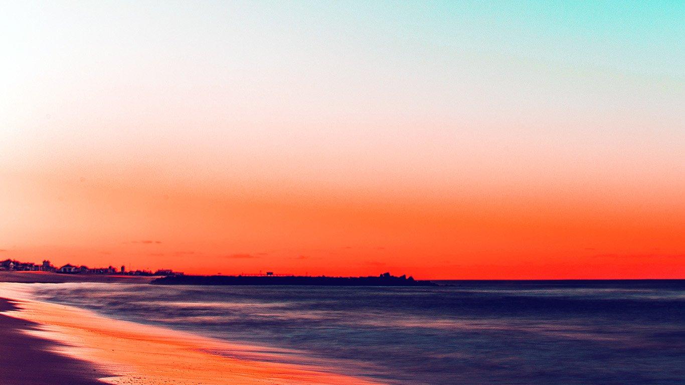 wallpaper for desktop, laptop. sunset beach fall night sea nature red