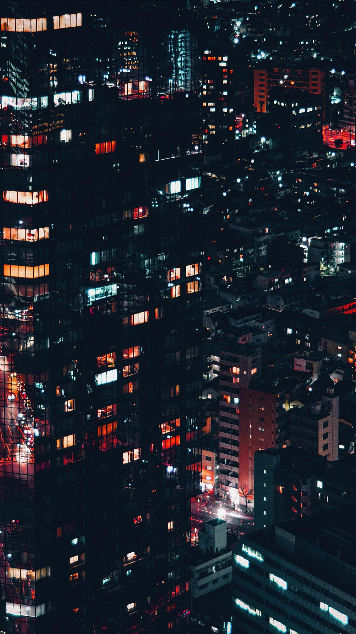 City Night Lights Building Pattern Red Android Wallpaper