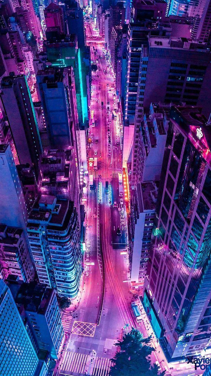 Glowing City in Night Wallpaper Wallpaper