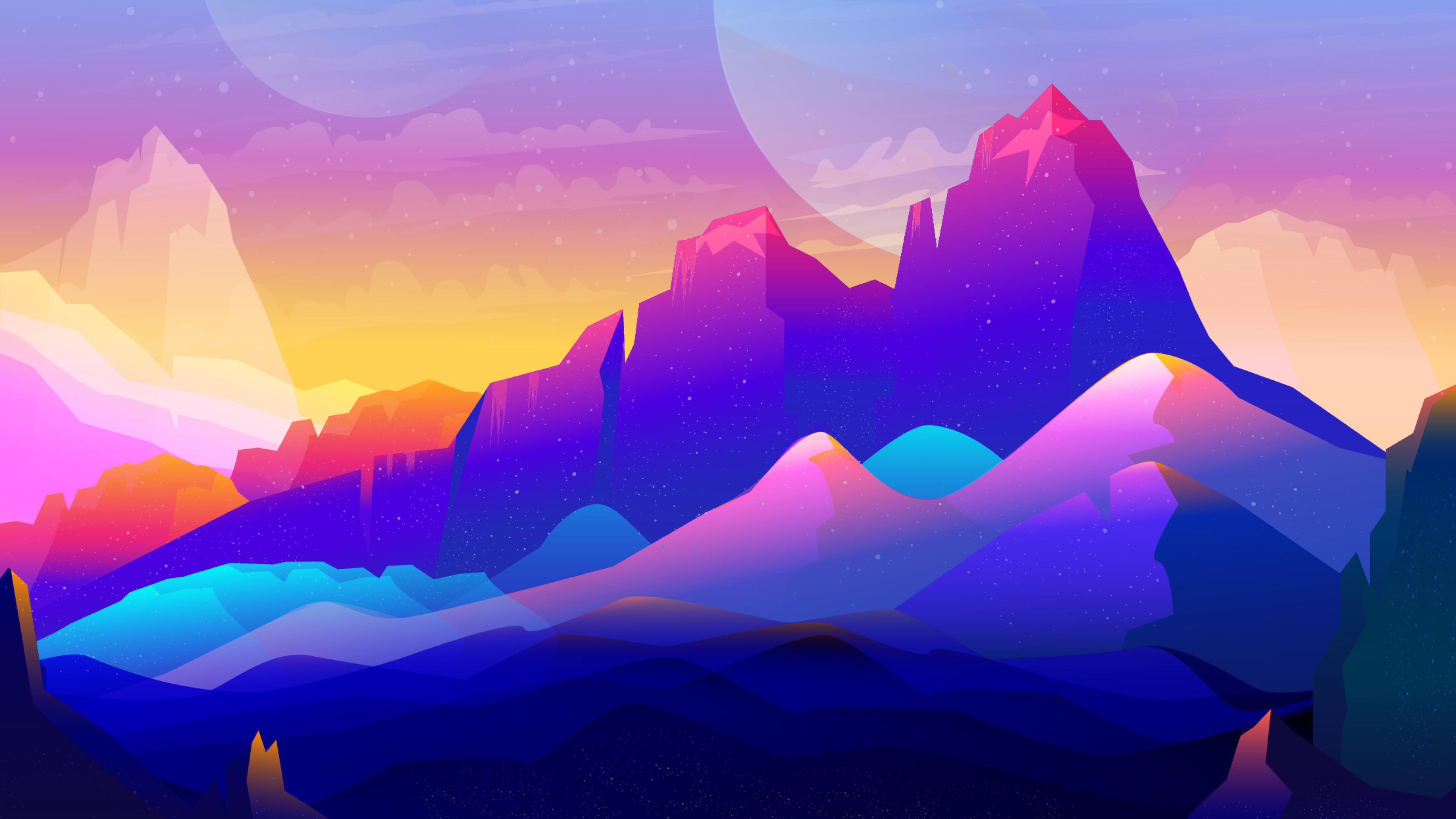 Rock Mountains Landscape Colorful Illustration