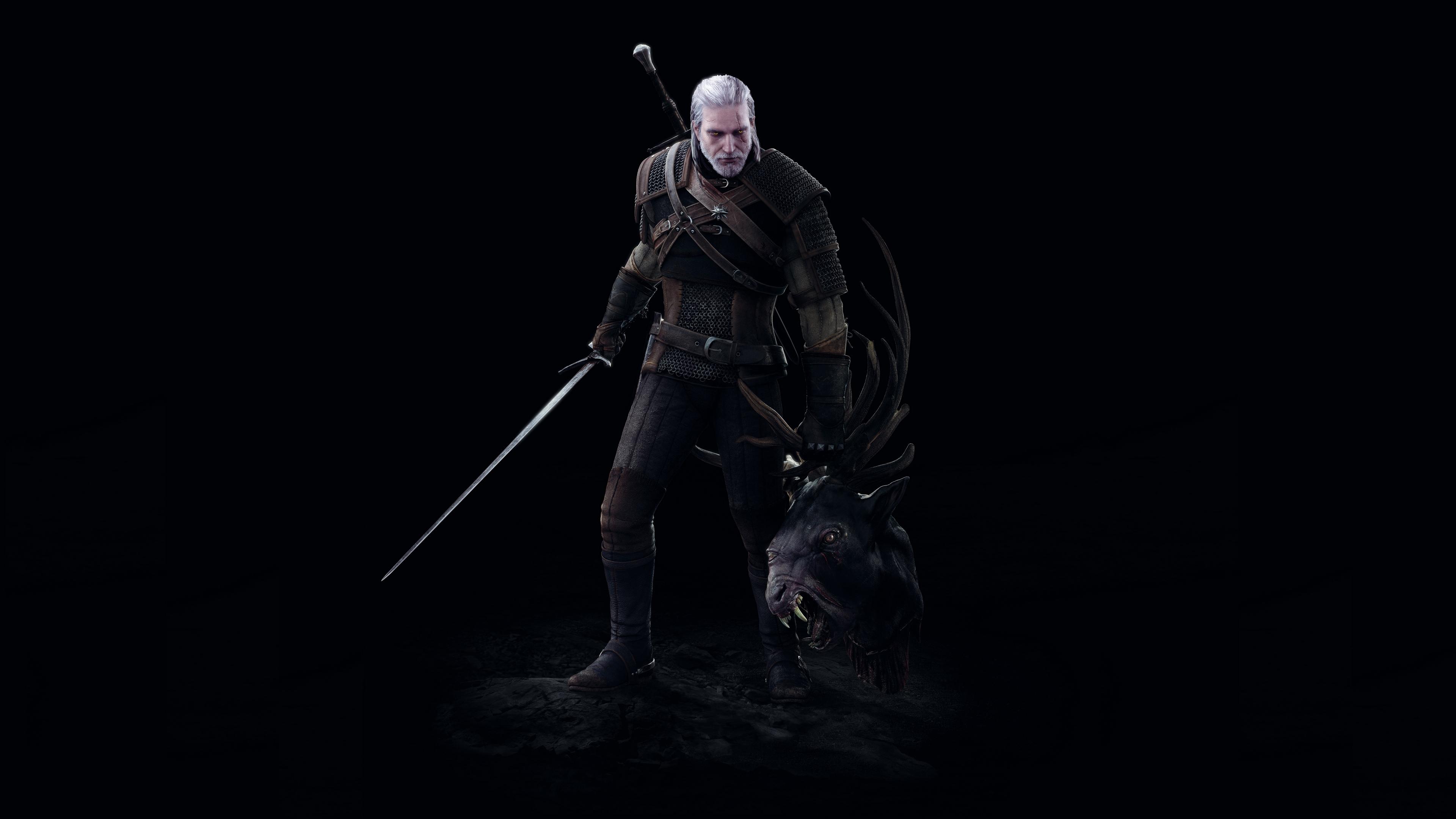 Wallpaper 4k the witcher 3 wild hunt, geralt, battle, head