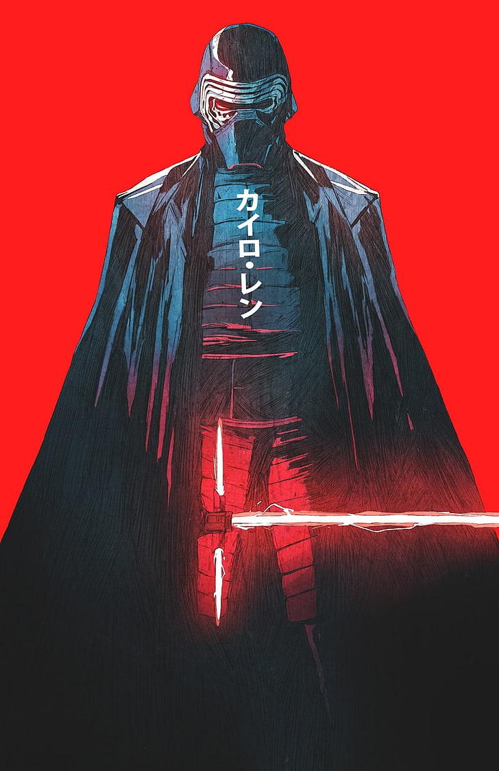 HD wallpaper: Star Wars Kylo Ren illustration, Chun Lo, drawing, lightsaber