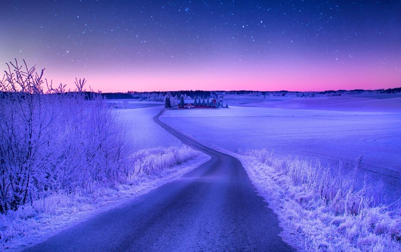 Magical Winter Road Norway wallpaper. Magical Winter Road