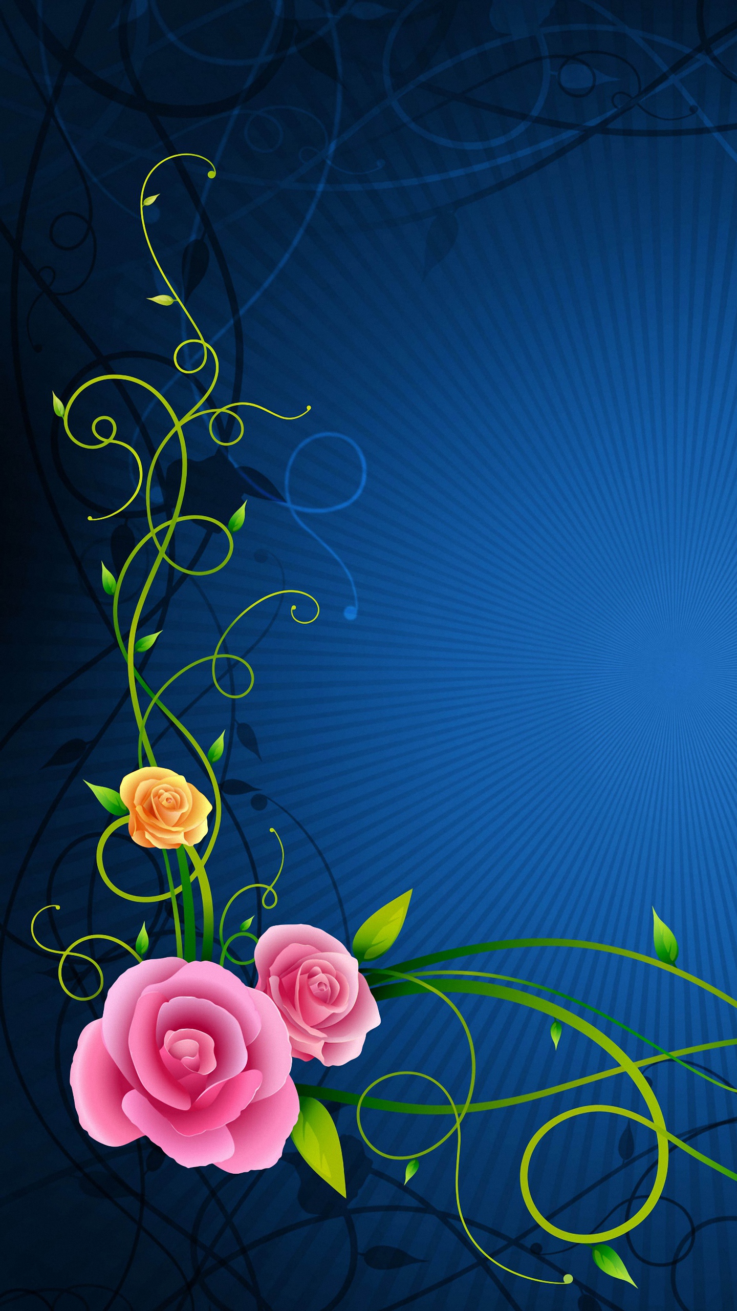 Flowers Lines Patterns Samsung Galaxy S6 S7 Wallpaper HD