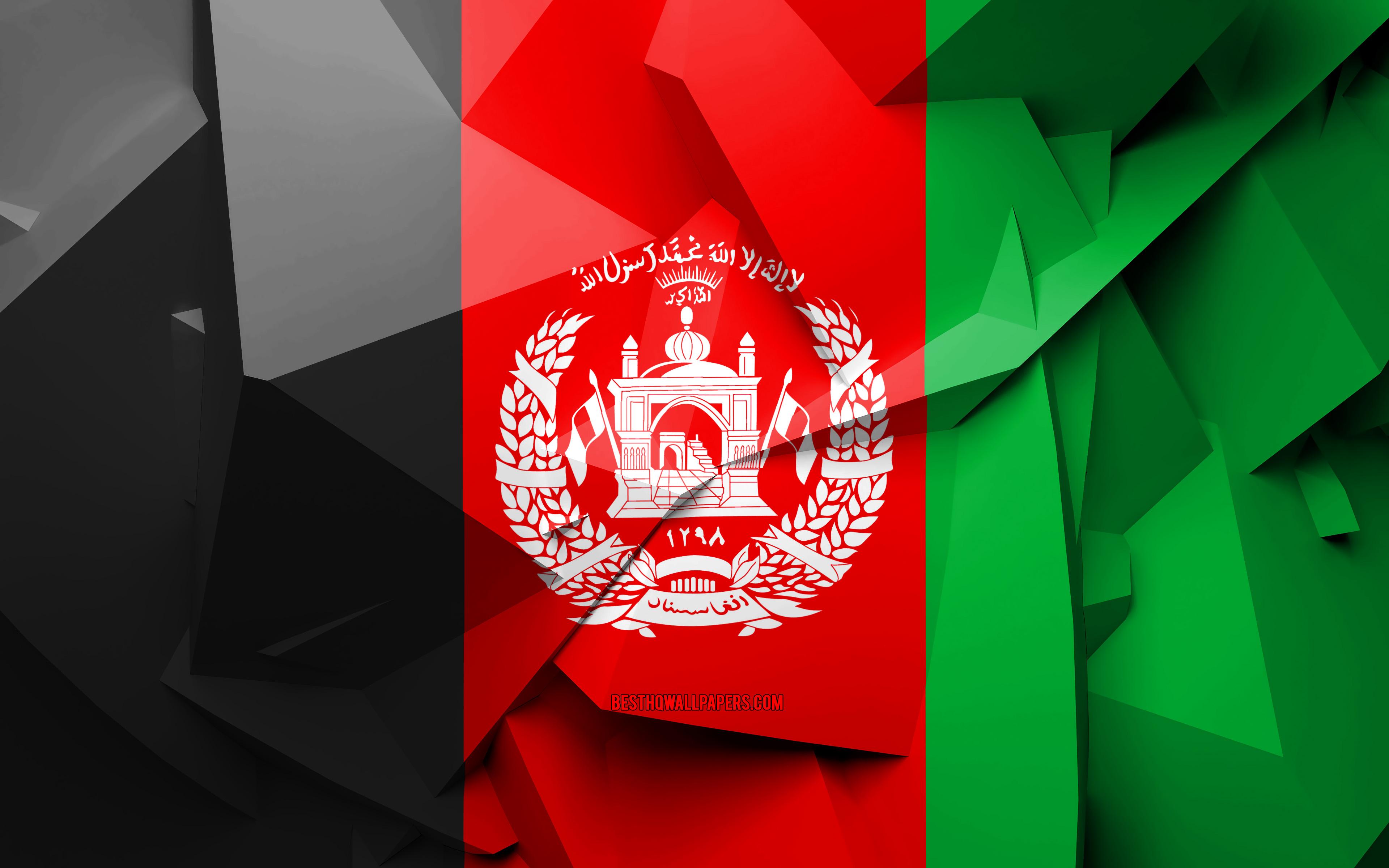 Download wallpaper 4k, Flag of Afghanistan, geometric art