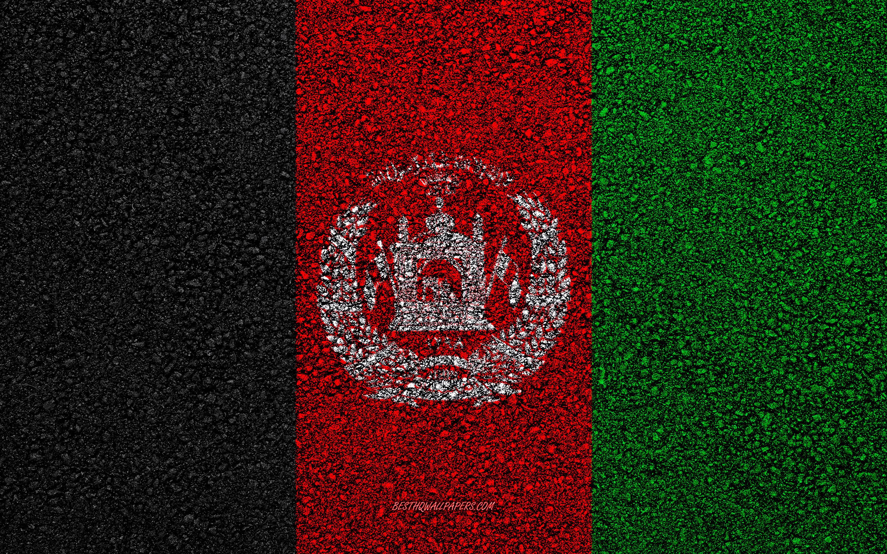 Download wallpaper Flag of Afghanistan, asphalt texture