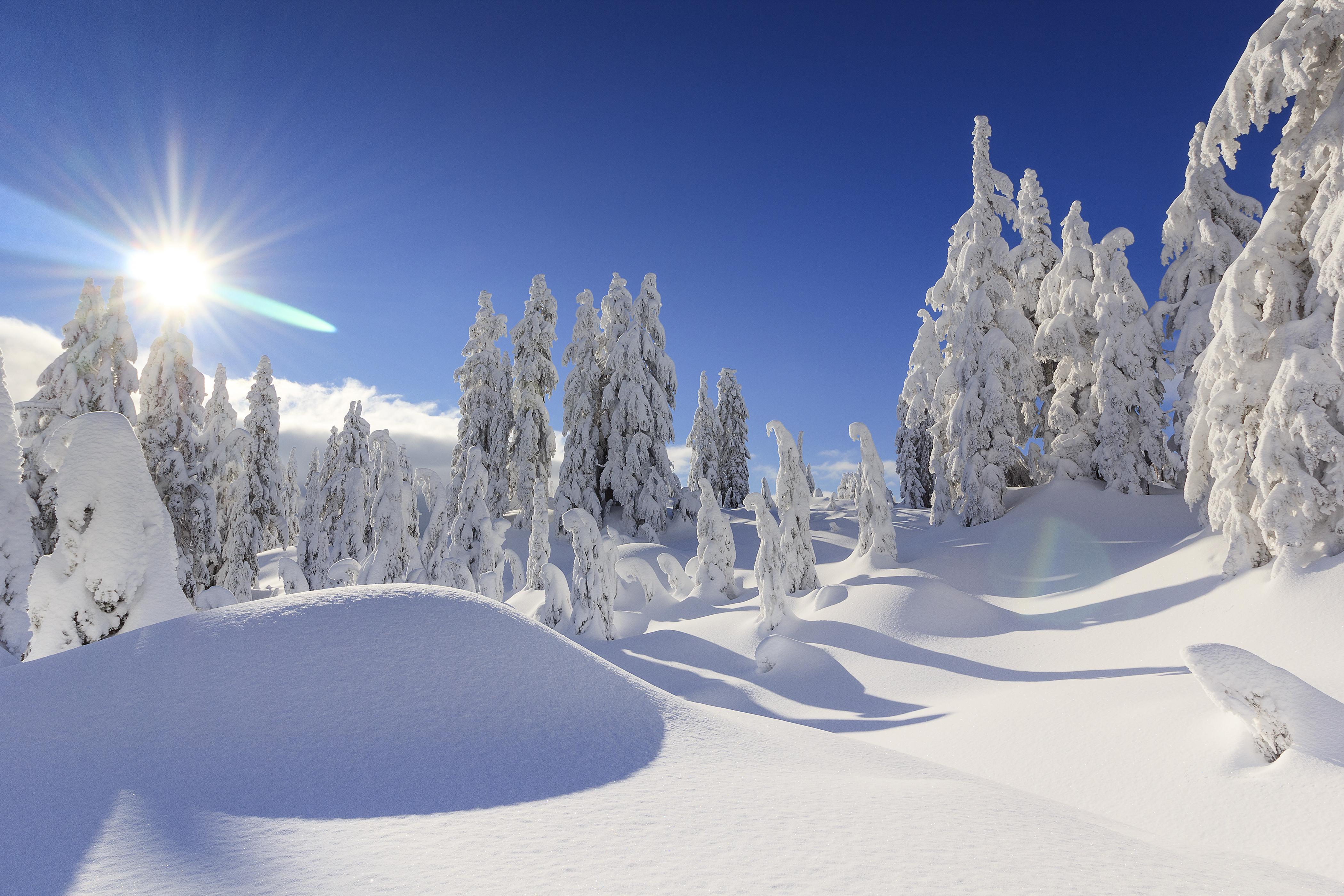 Wallpapers Winter, Snow, Mountains, Sun, 4K, Nature,