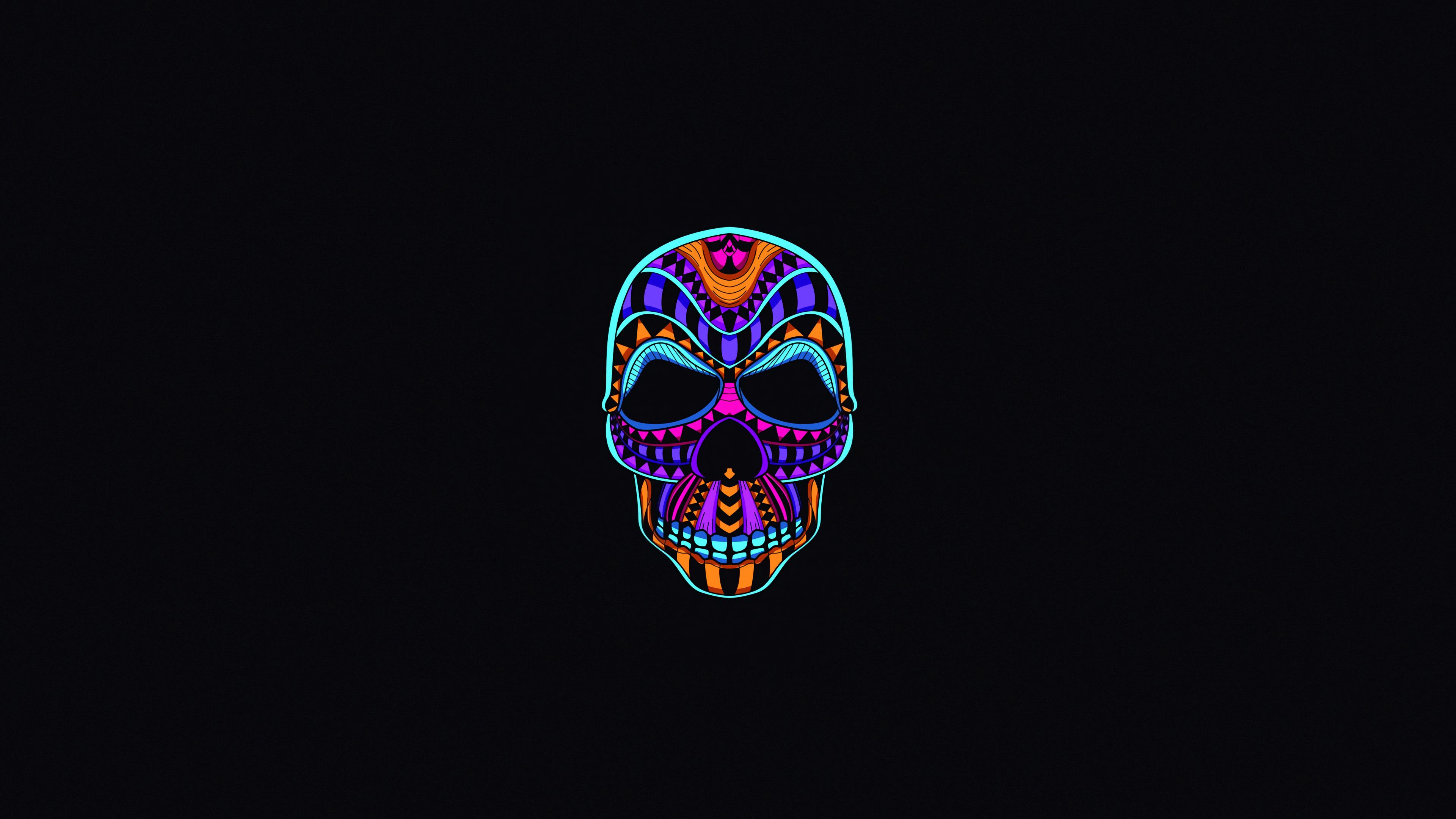 Wallpaper 4k Skull Dark Minimal Wallpaper