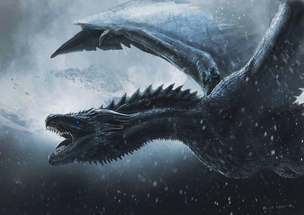 Awesome artwork featuring The Ice Dragon Viserion from Game