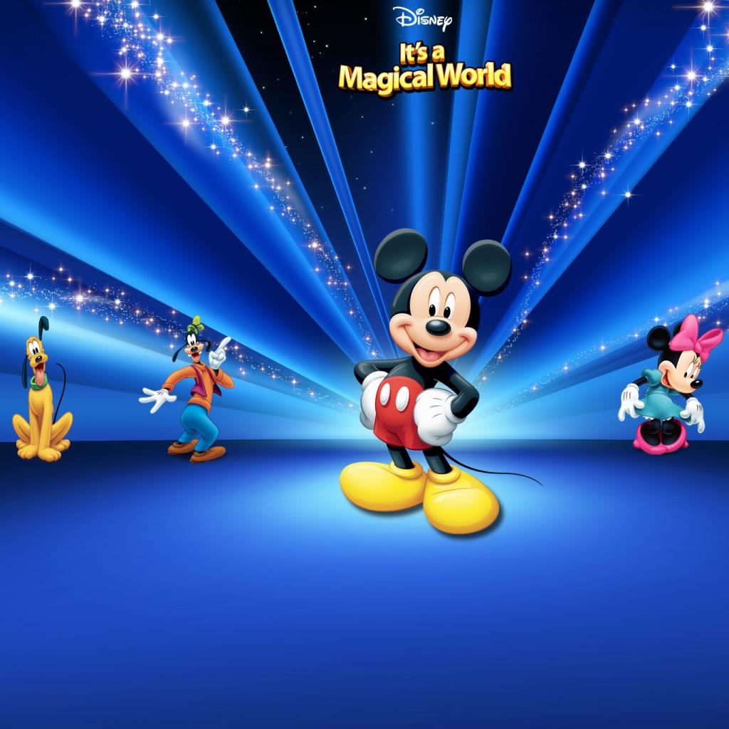 Disney Characters Dark Blue iPad Wallpaper Free Download