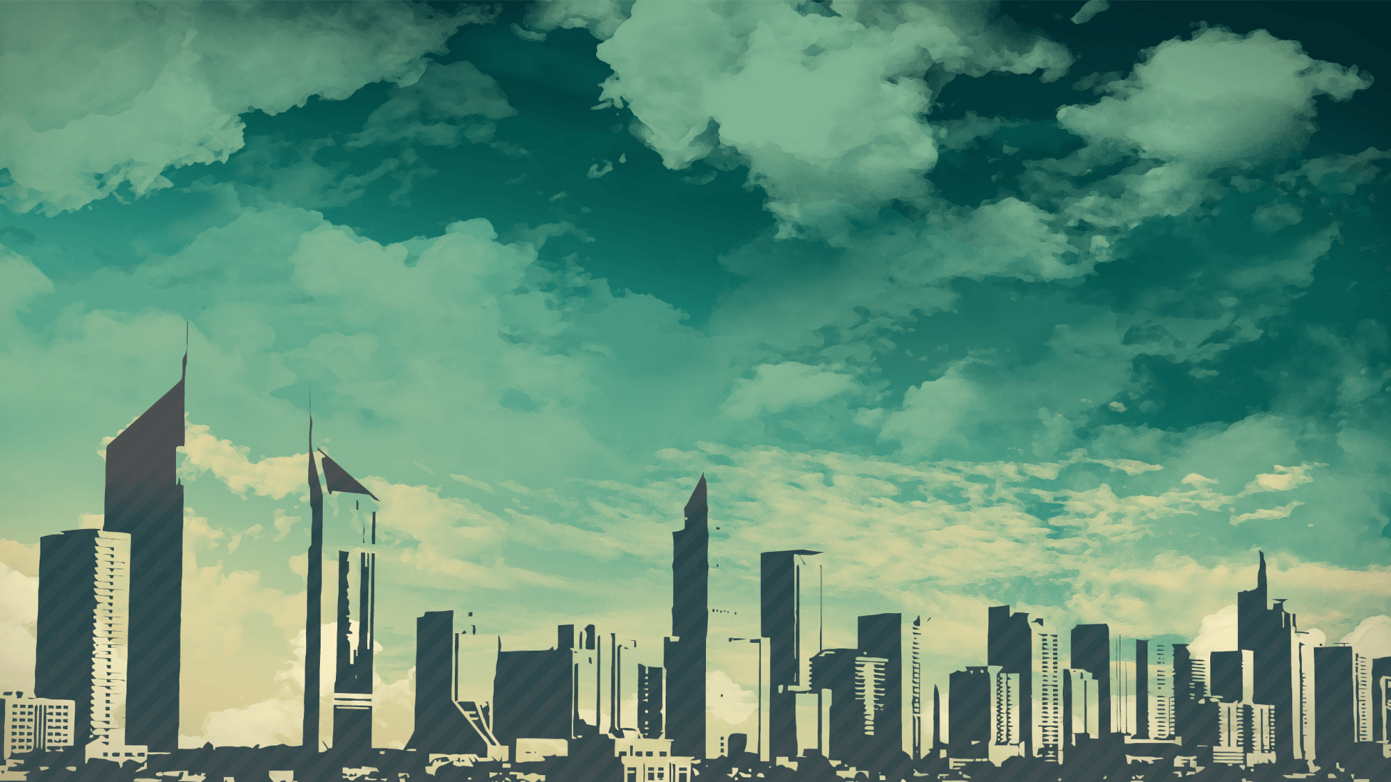 Free download Arab Cityscape Skyscrapers Middle East Desert Cover
