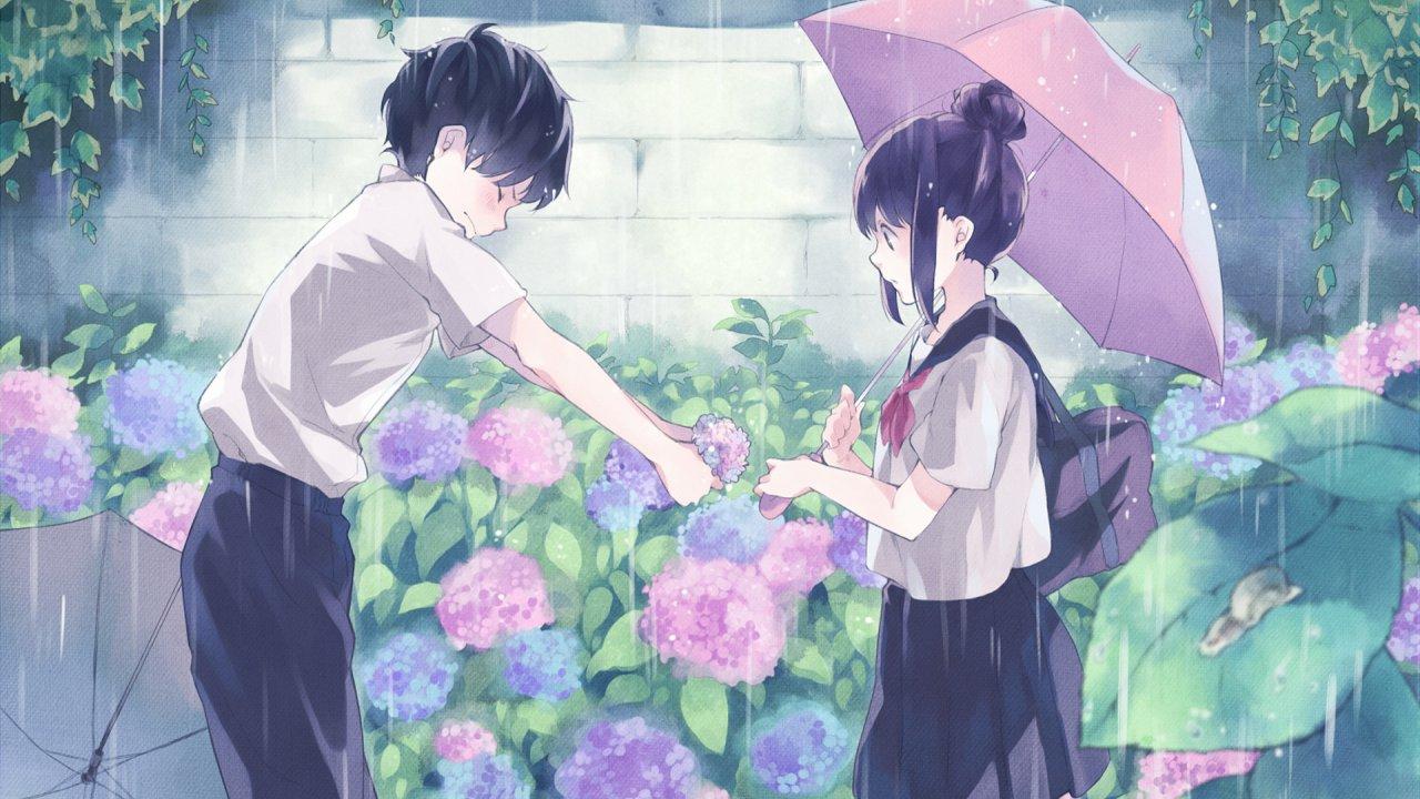 Hd Cute Anime Couple Background HD Desktop Wallpaper