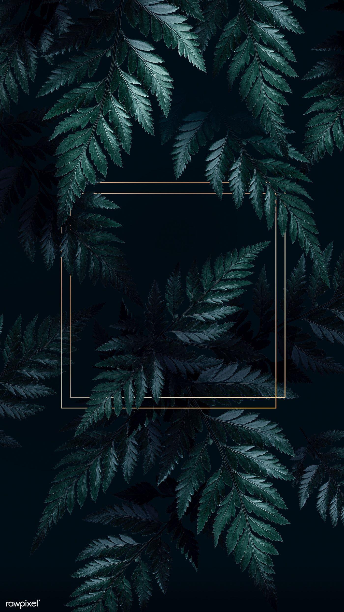 Download premium illustration of Square golden frame on a tropical